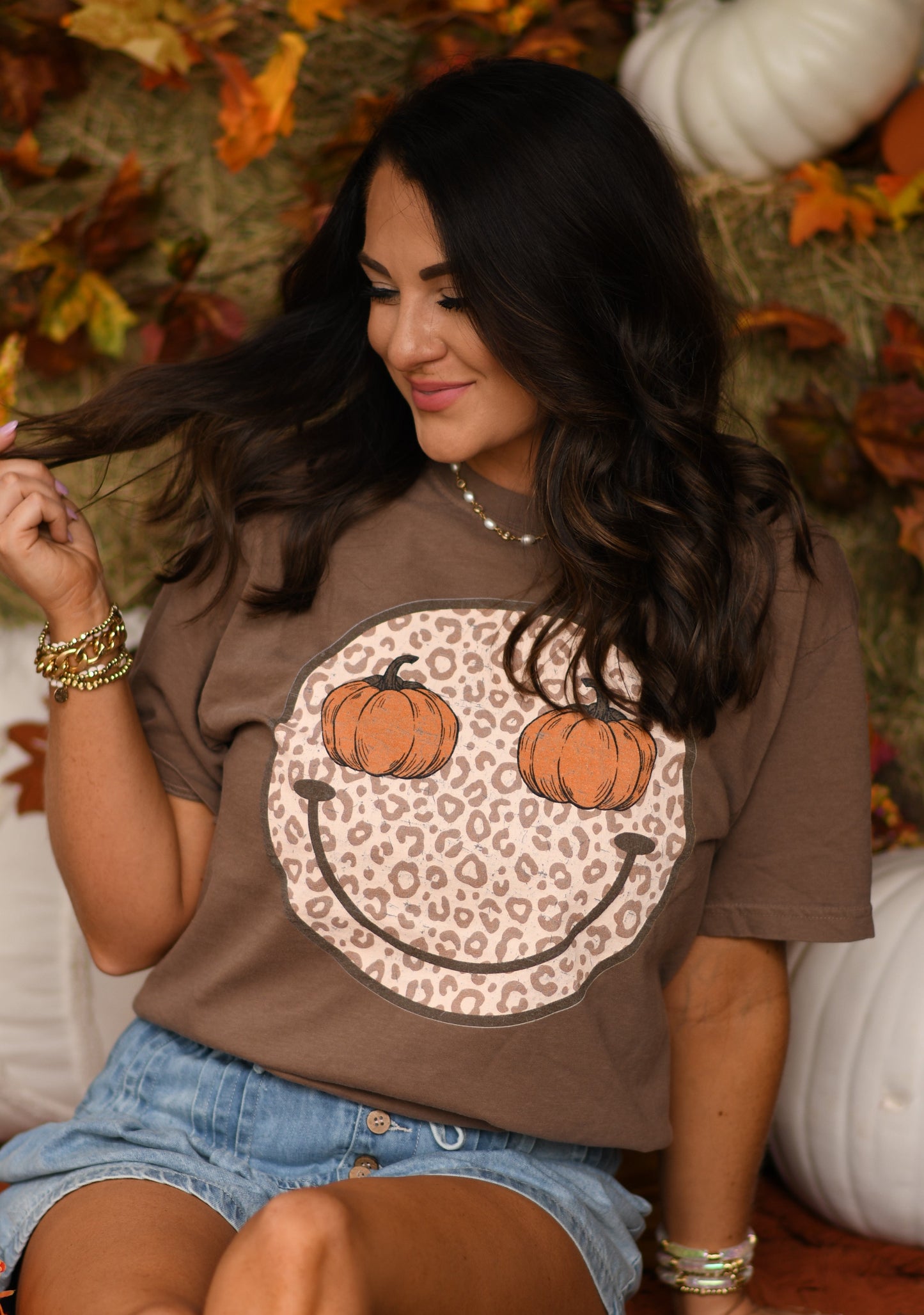 Leopard Pumpkin Smiley Tee