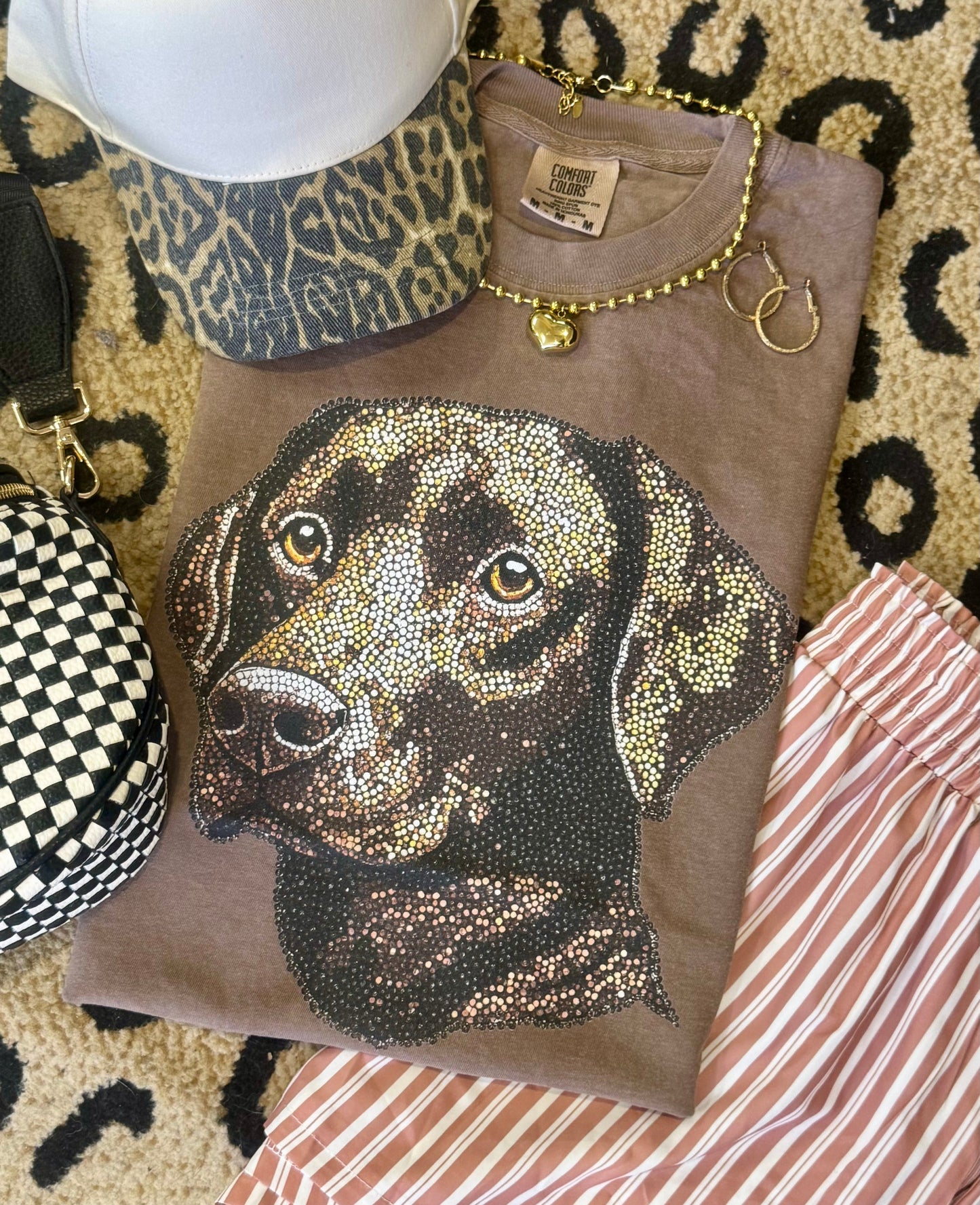 Brown Lab Faux Rhinestone Tee