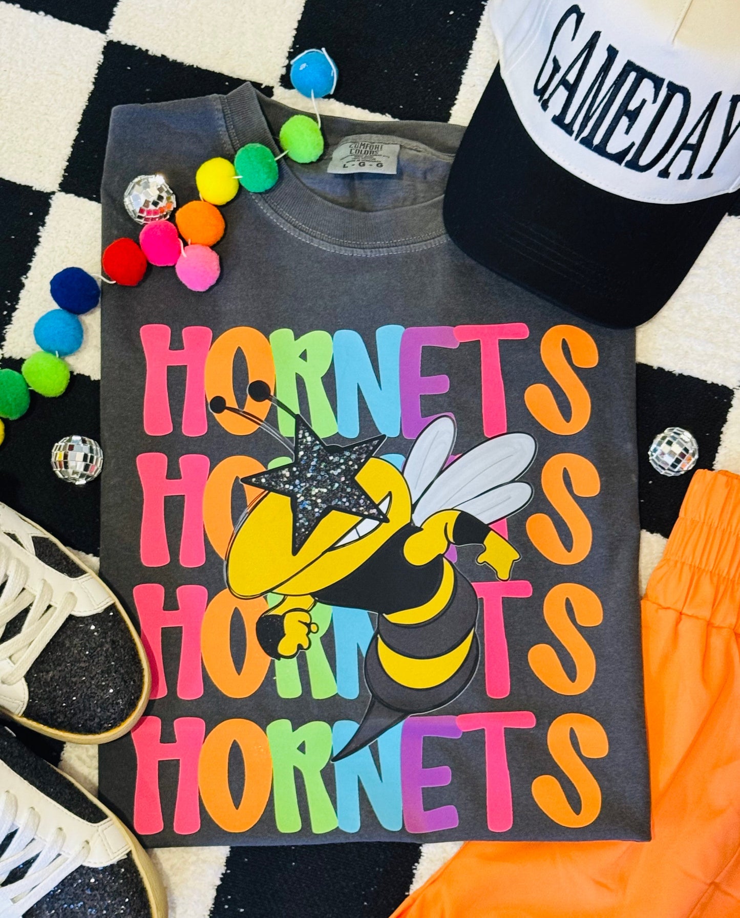 Hornets Neon Mascot Tee