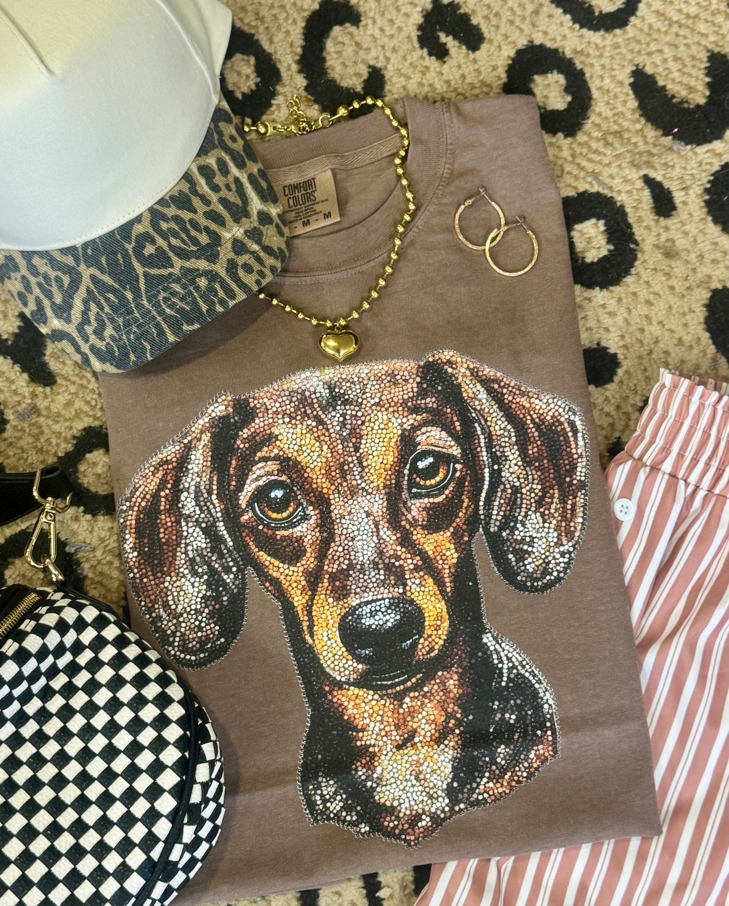 Dachshund Faux Rhinestone Dog Tee