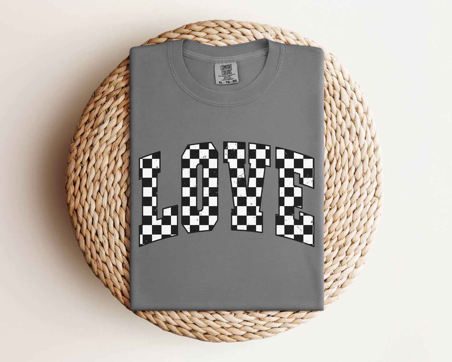 Black Checkered Love Graphic Tee