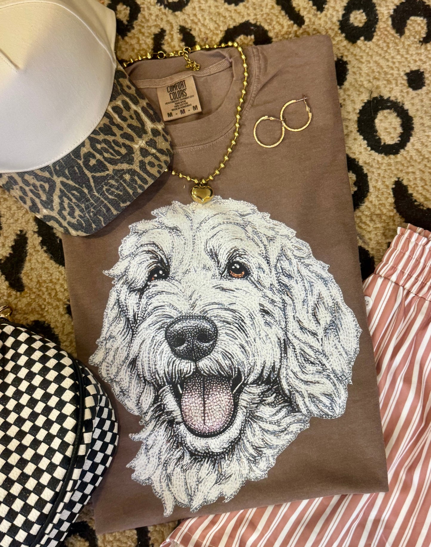 White Doodle Faux Rhinestone Dog Tee
