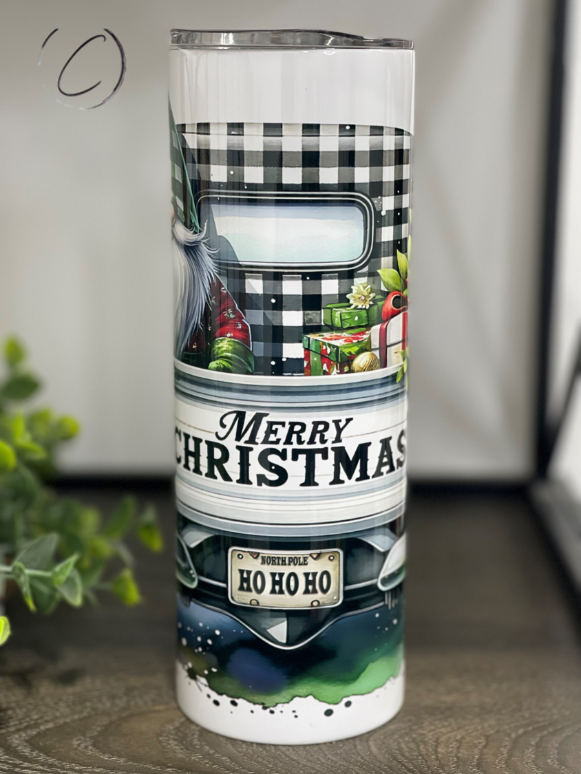 Christmas Gnome Truck 20oz Skinny Tumbler