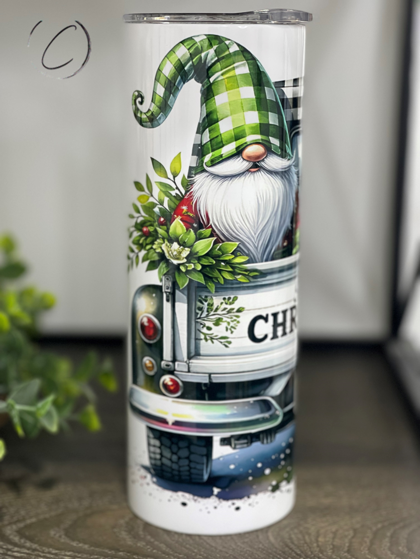 Christmas Gnome Truck 20oz Skinny Tumbler