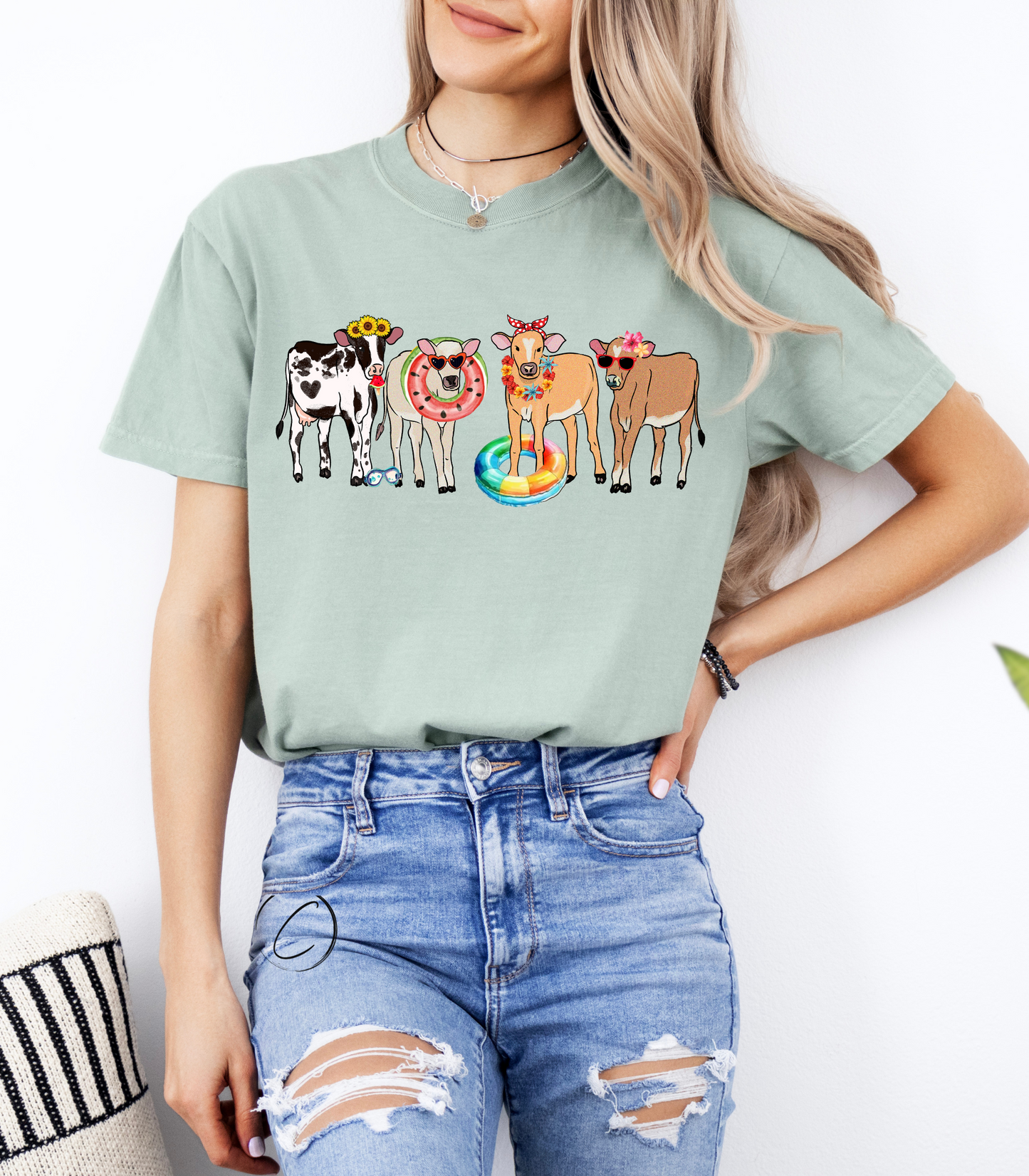 Pool Party Summer Cows Graphic Tee