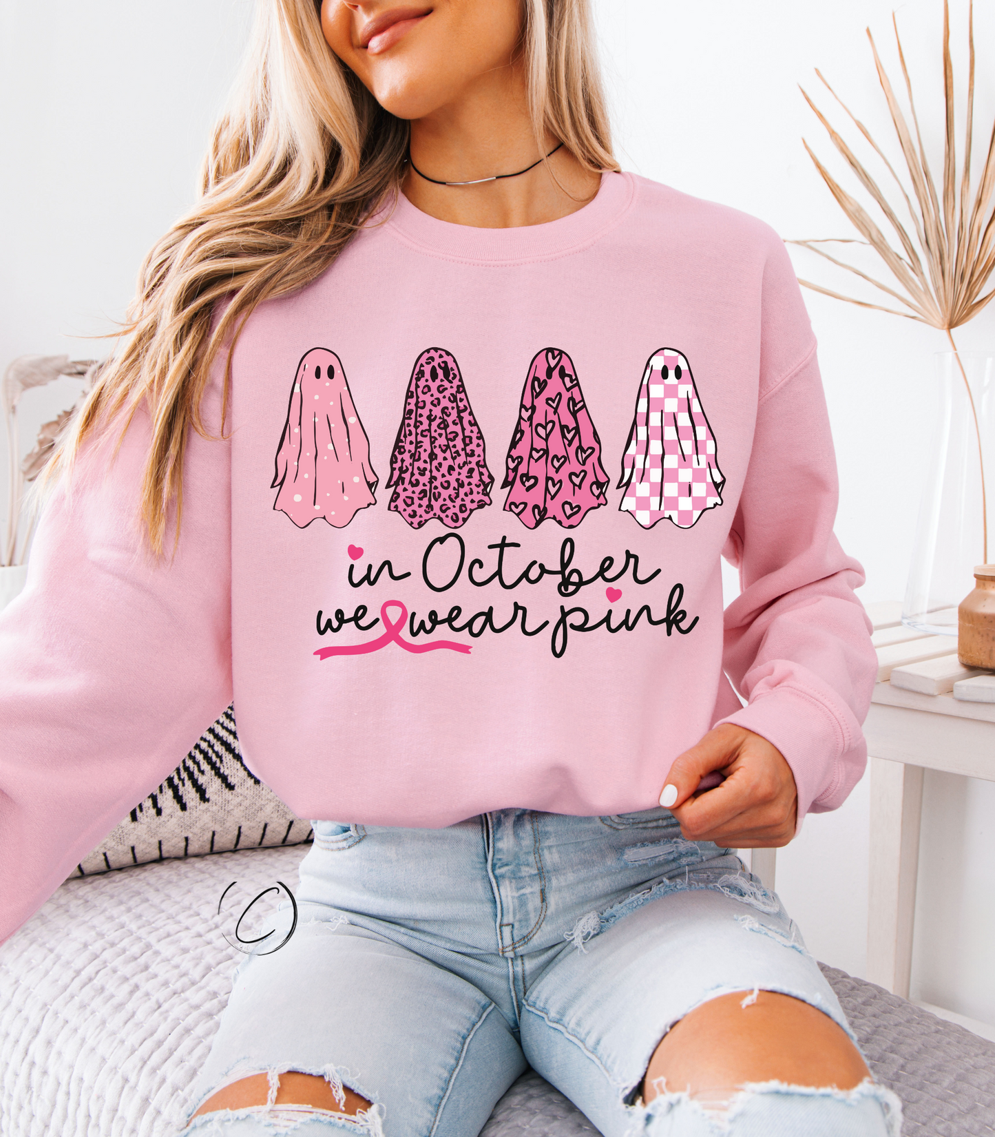 Retro We Wear Pink Ghost Sweatshirt