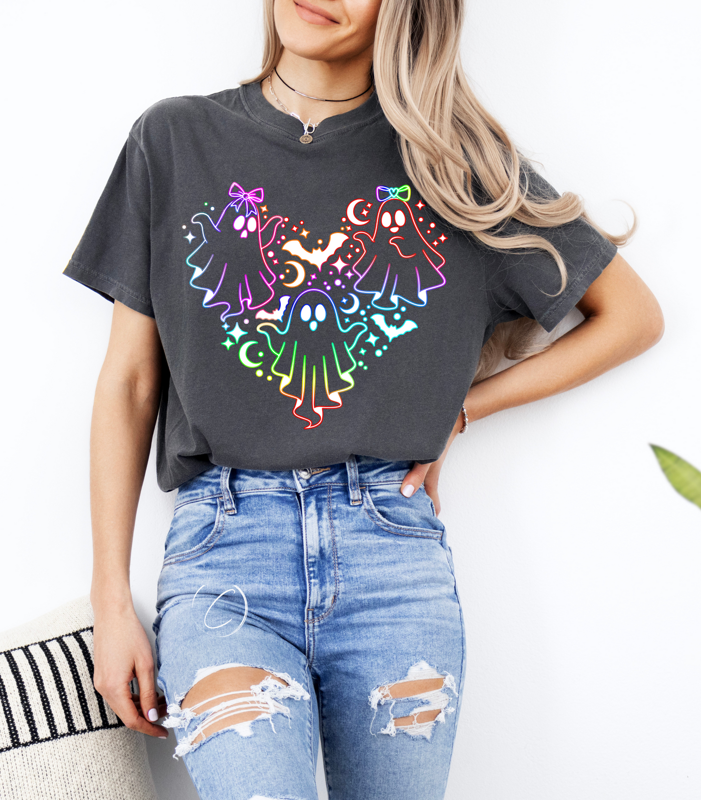 Neon Ghost Heart Graphic Tee