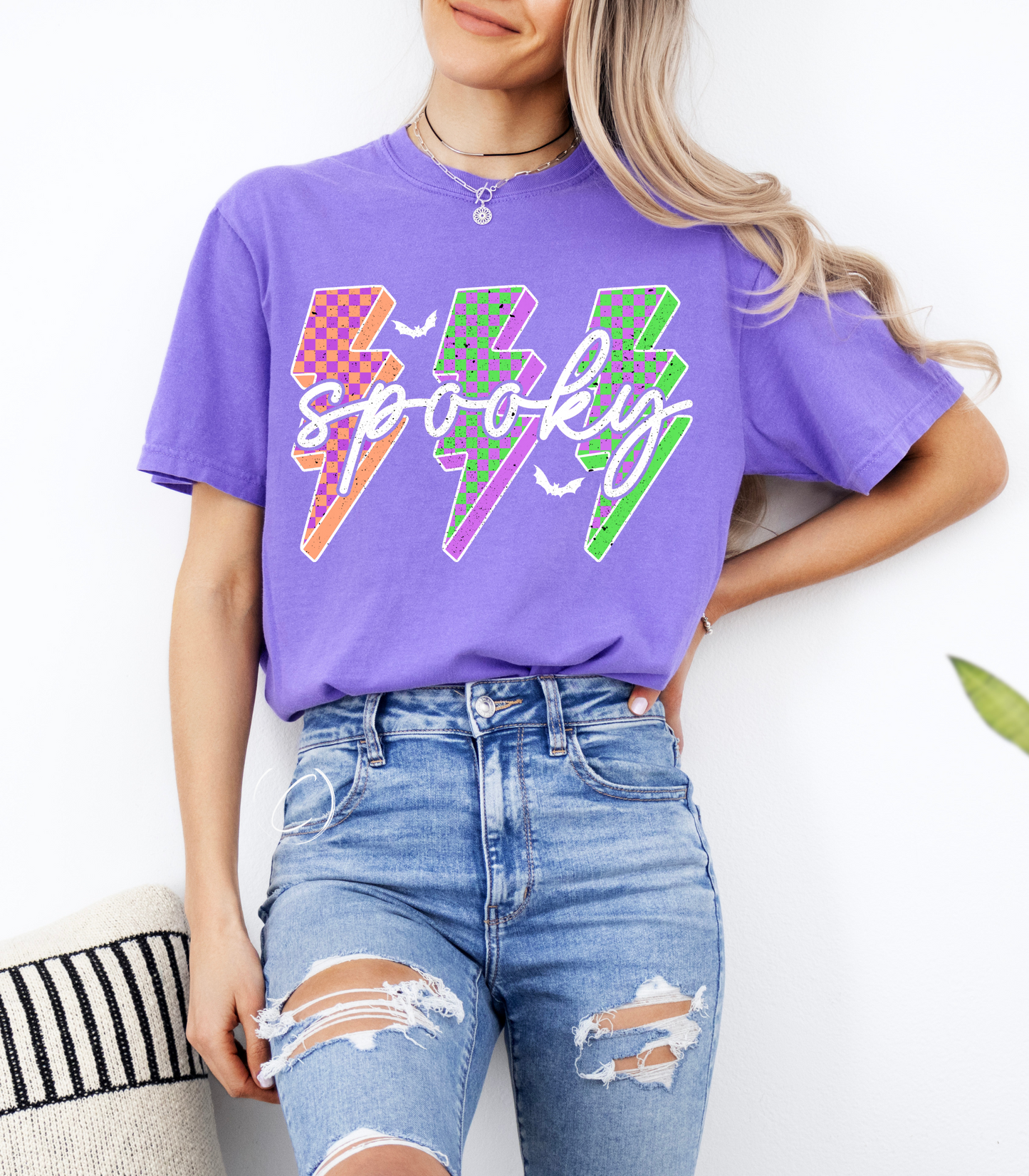 Lightening Checkered Spooky Graphic Tee