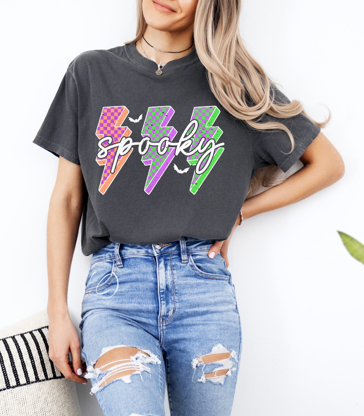 Lightening Checkered Spooky Graphic Tee