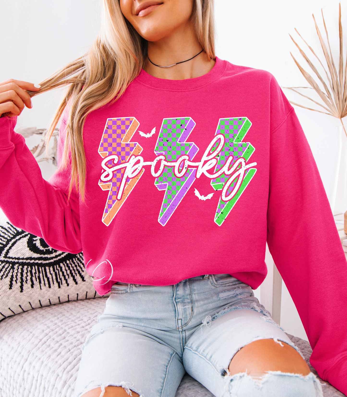 Lightening Checkered Spooky Sweatshirt
