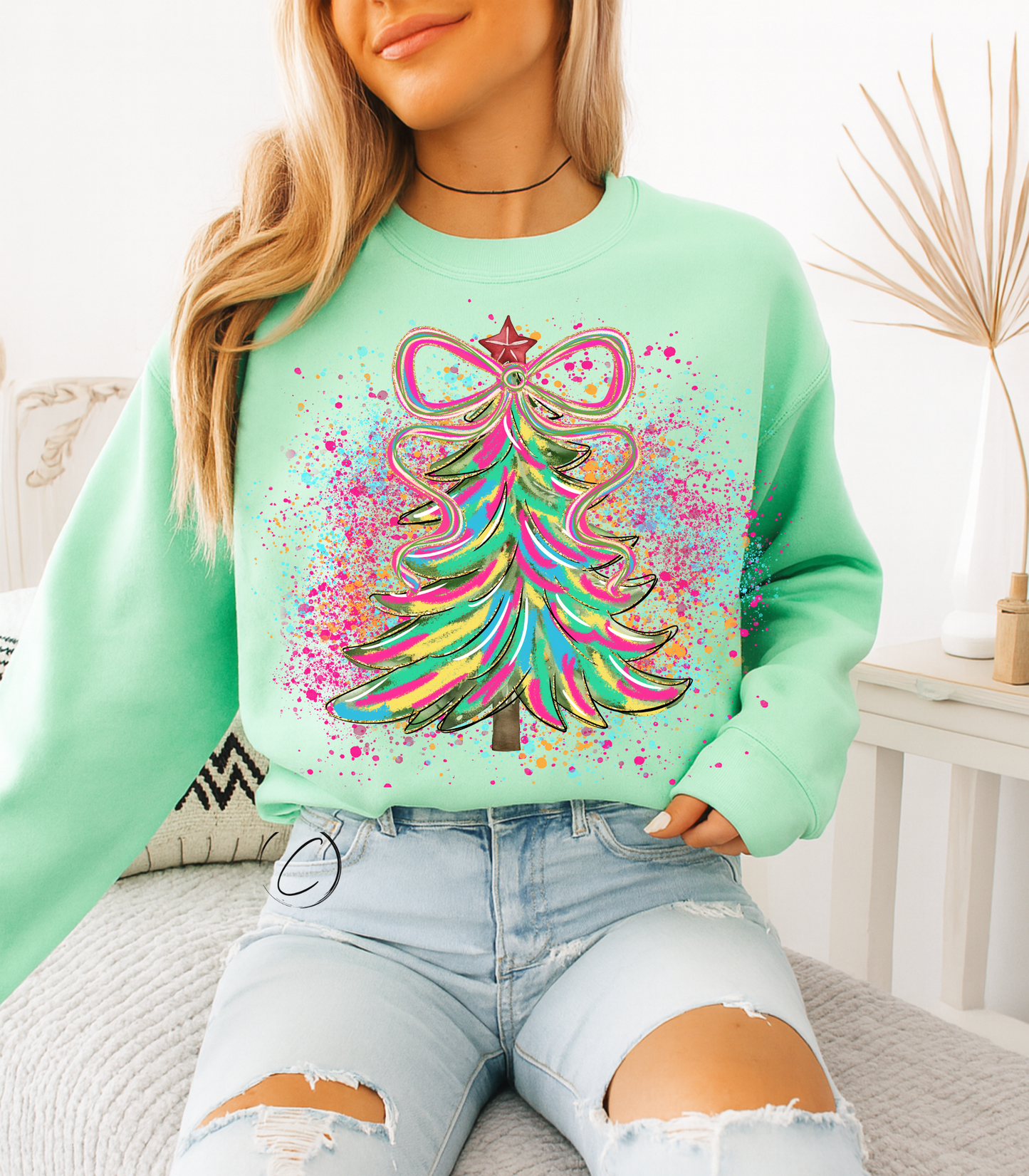 Paint Splatter Christmas Tree Sweatshirt