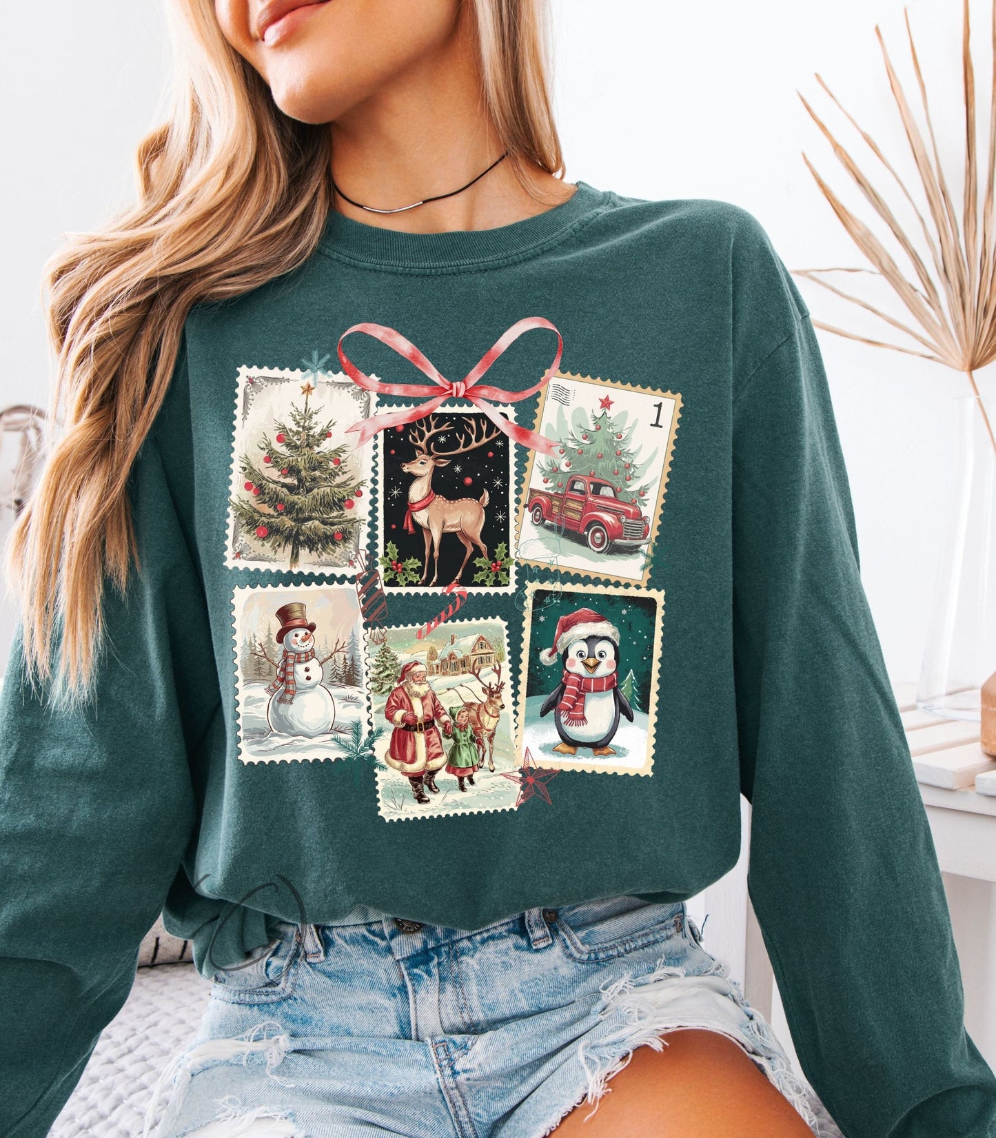 Christmas Stamps Long Sleeve Graphic Tee