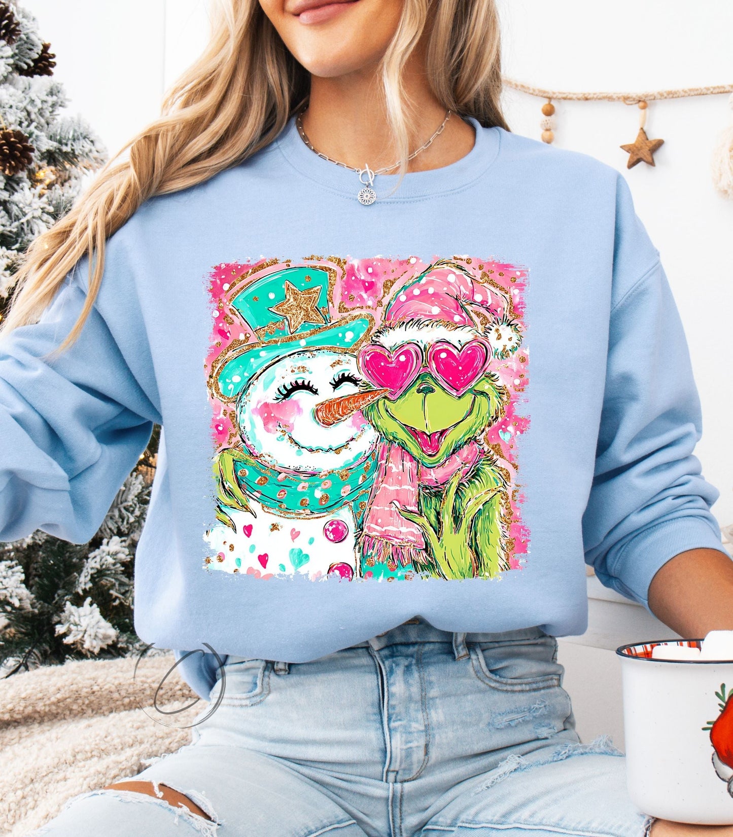 Snowman Green Cartoon Sweatshirt