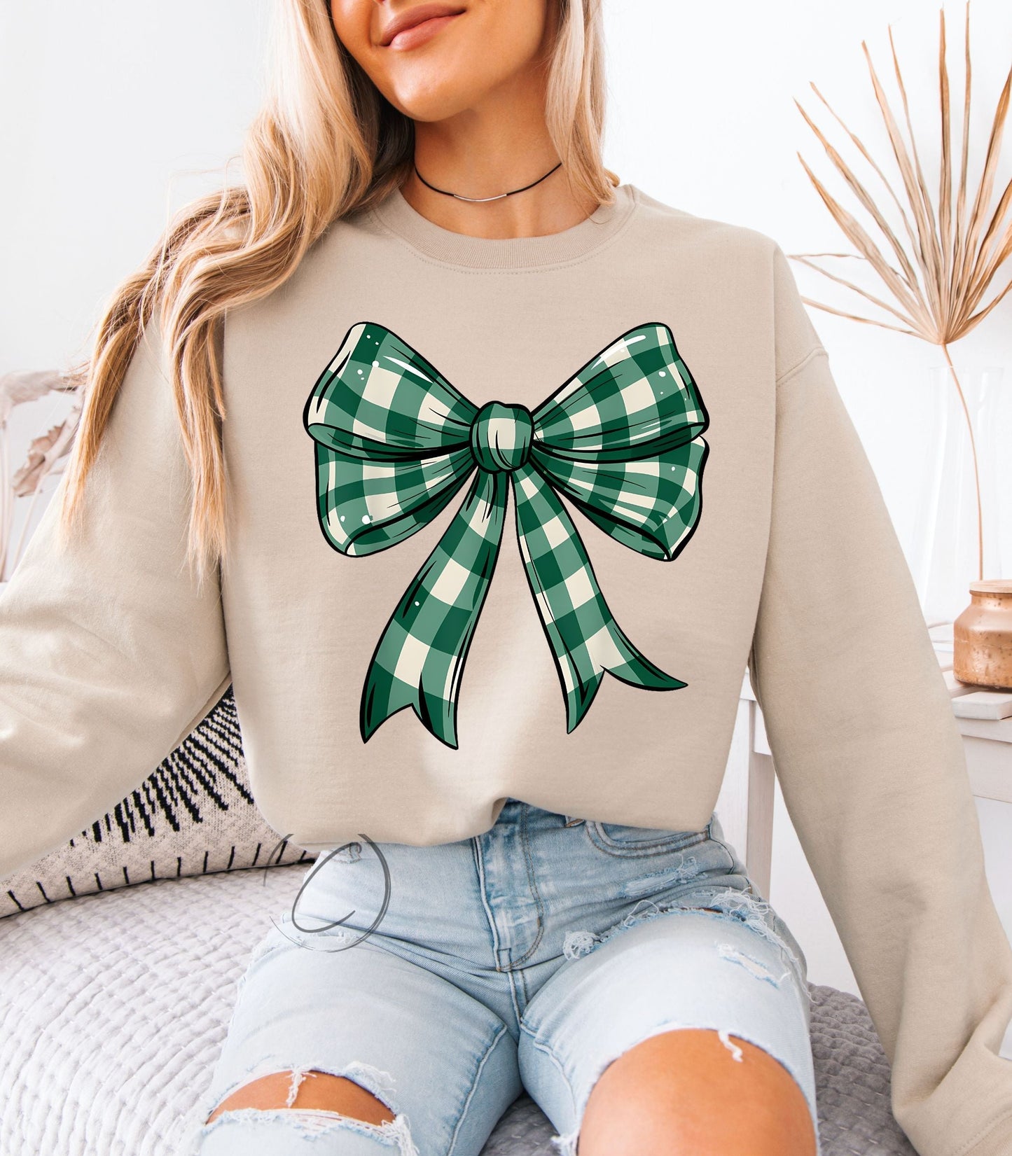 Gingham Bow Sweatshirt