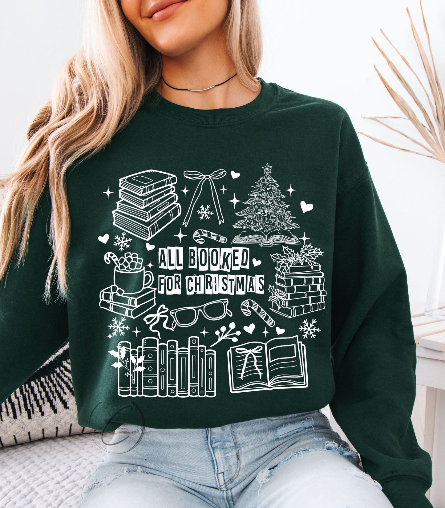 All Booked For Christmas Collage Sweatshirt