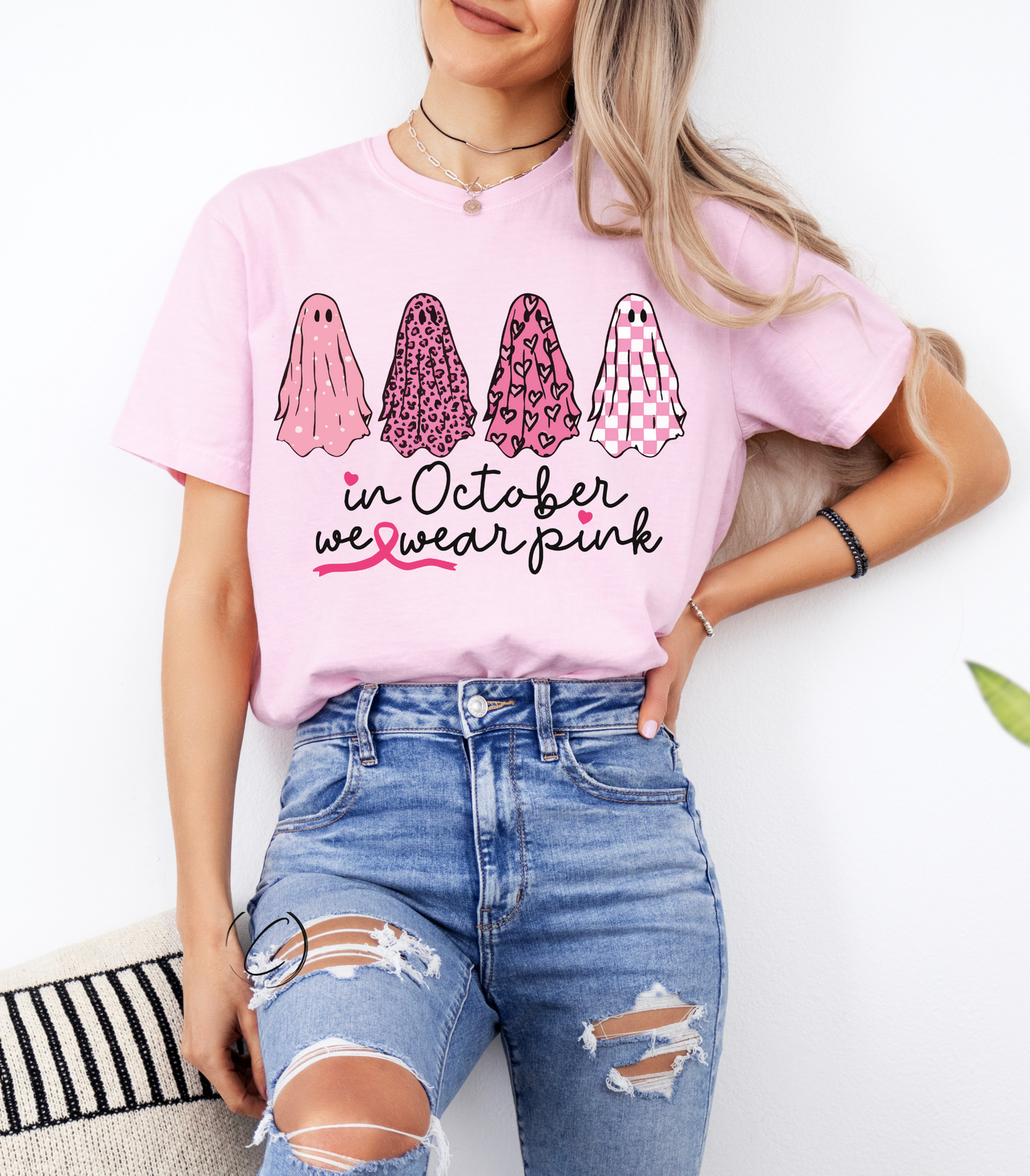 Retro We Wear Pink Ghost Graphic Tee
