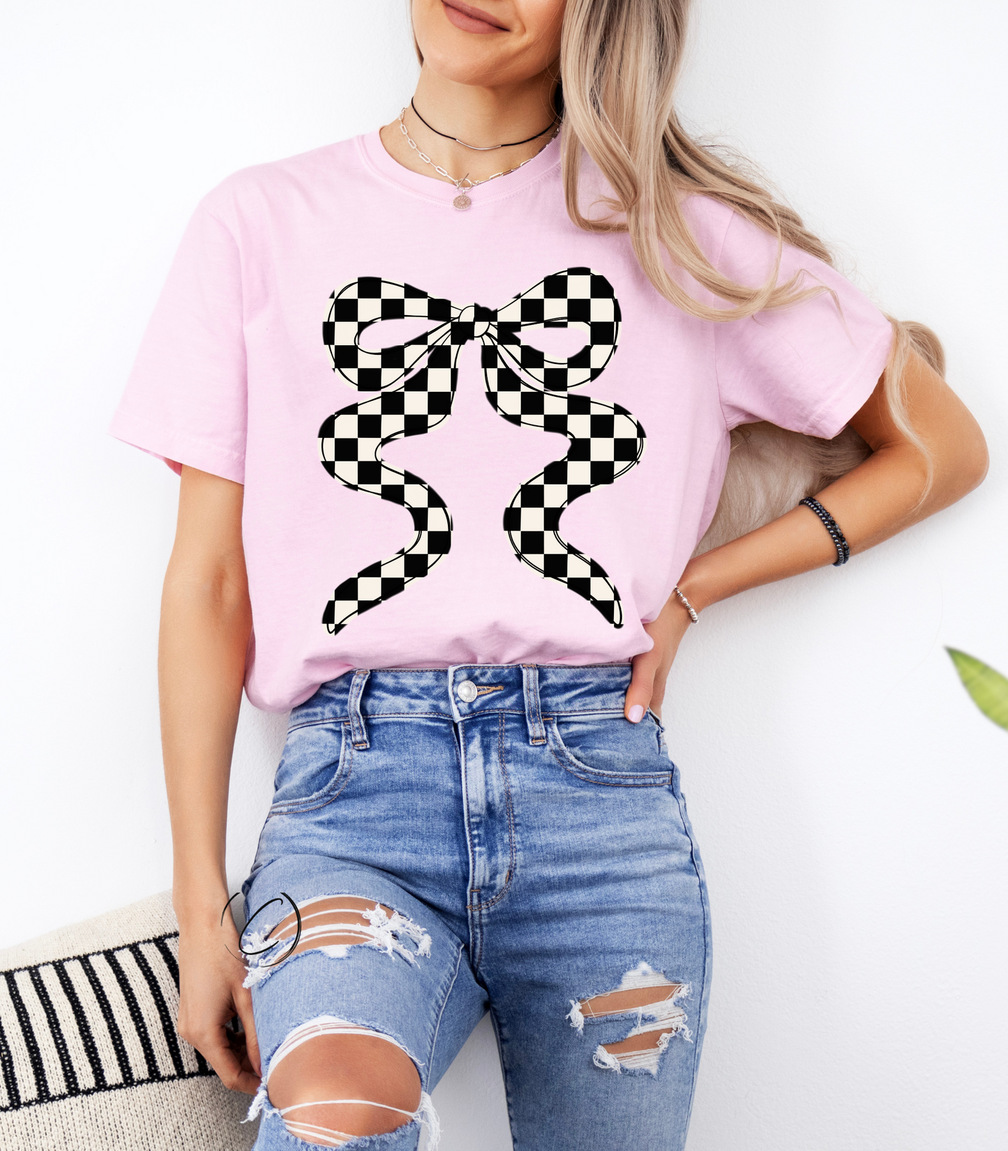 Check Coquette Bow Graphic Tee