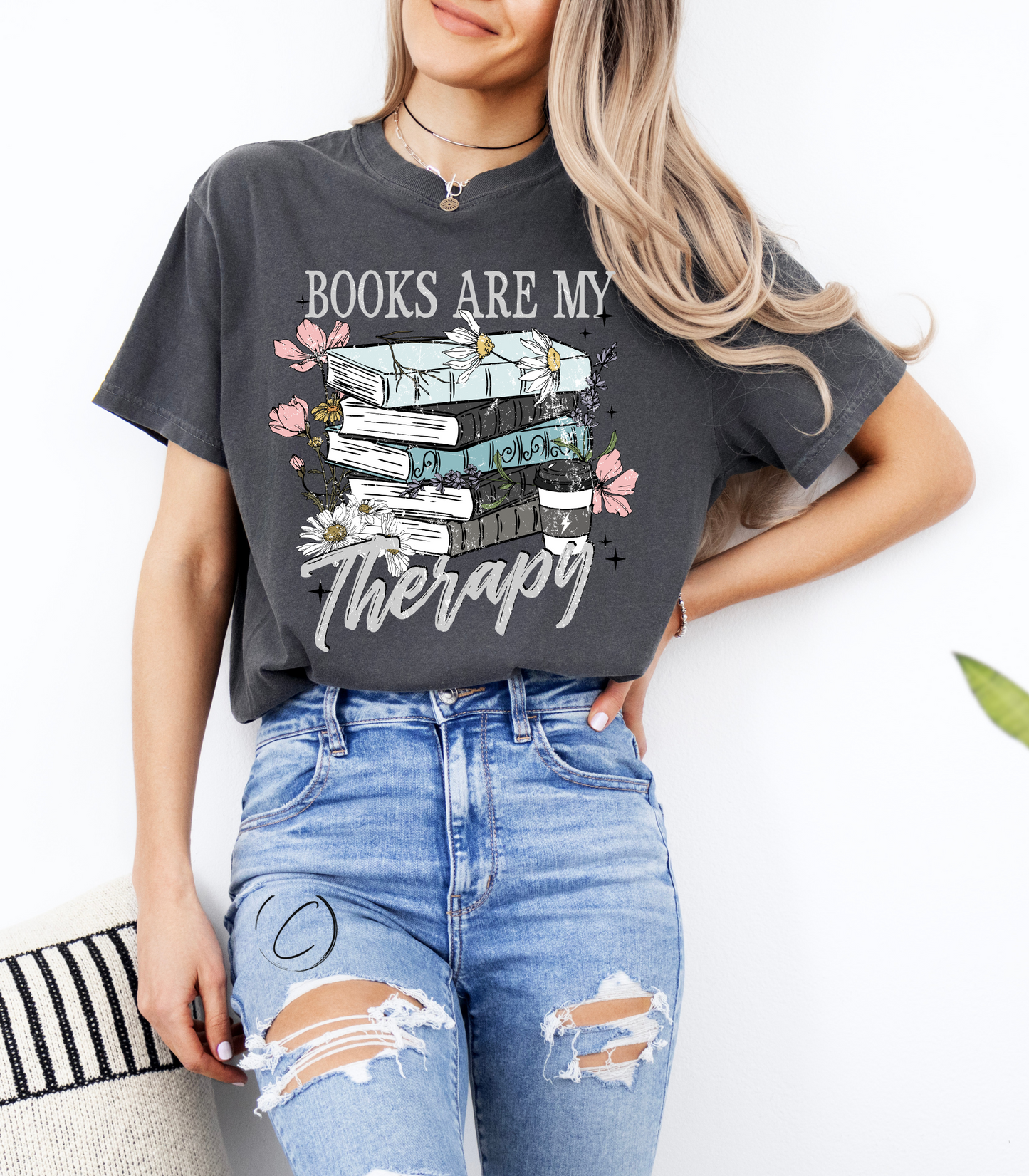 Books Are My Therapy Graphic Tee