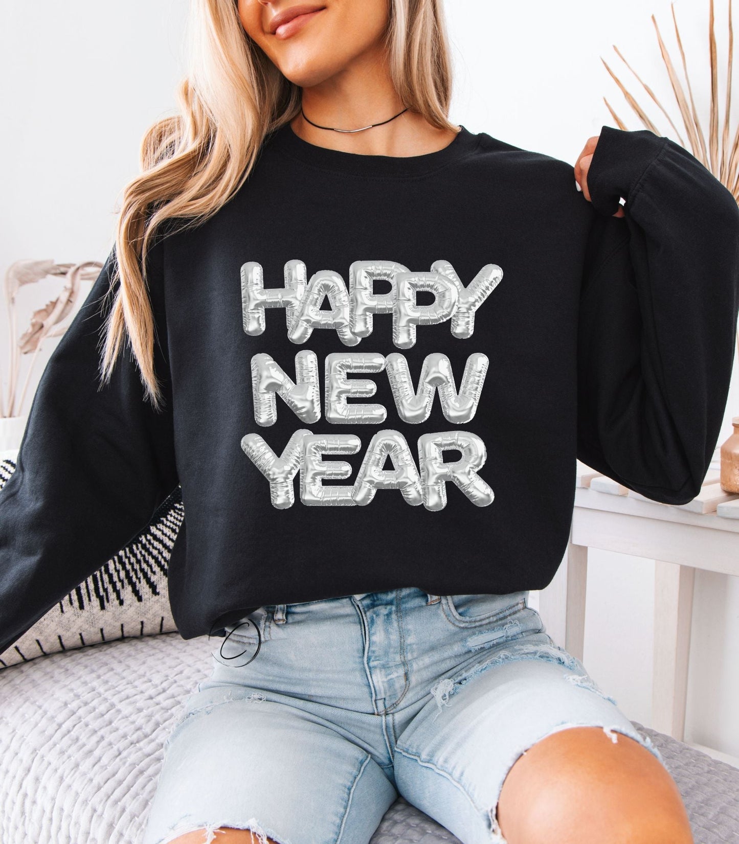 Happy New Year Silver Balloon Sweatshirt