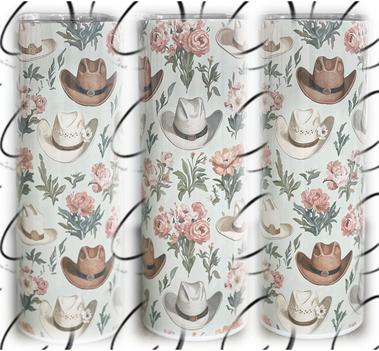 Cowgirl Hats Floral 20oz Skinny Tumbler