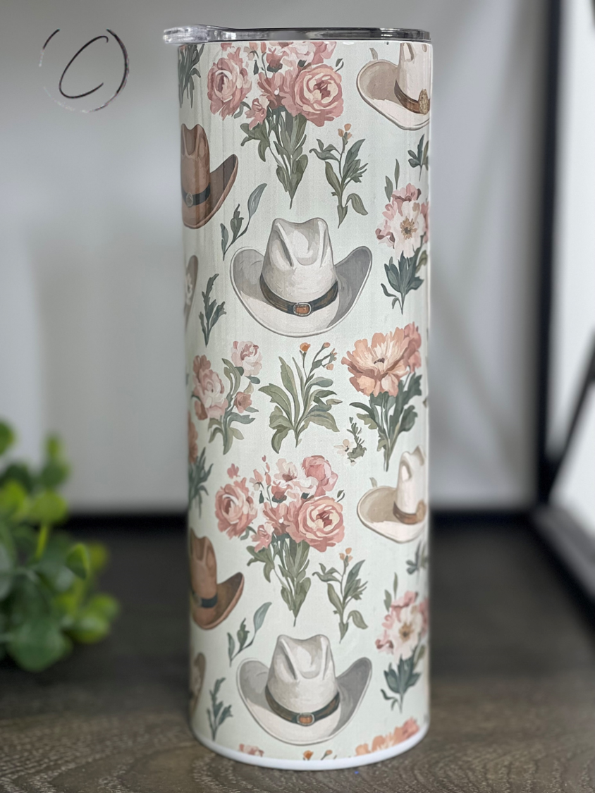 Cowgirl Hats Floral 20oz Skinny Tumbler
