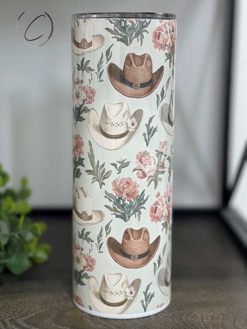 Cowgirl Hats Floral 20oz Skinny Tumbler