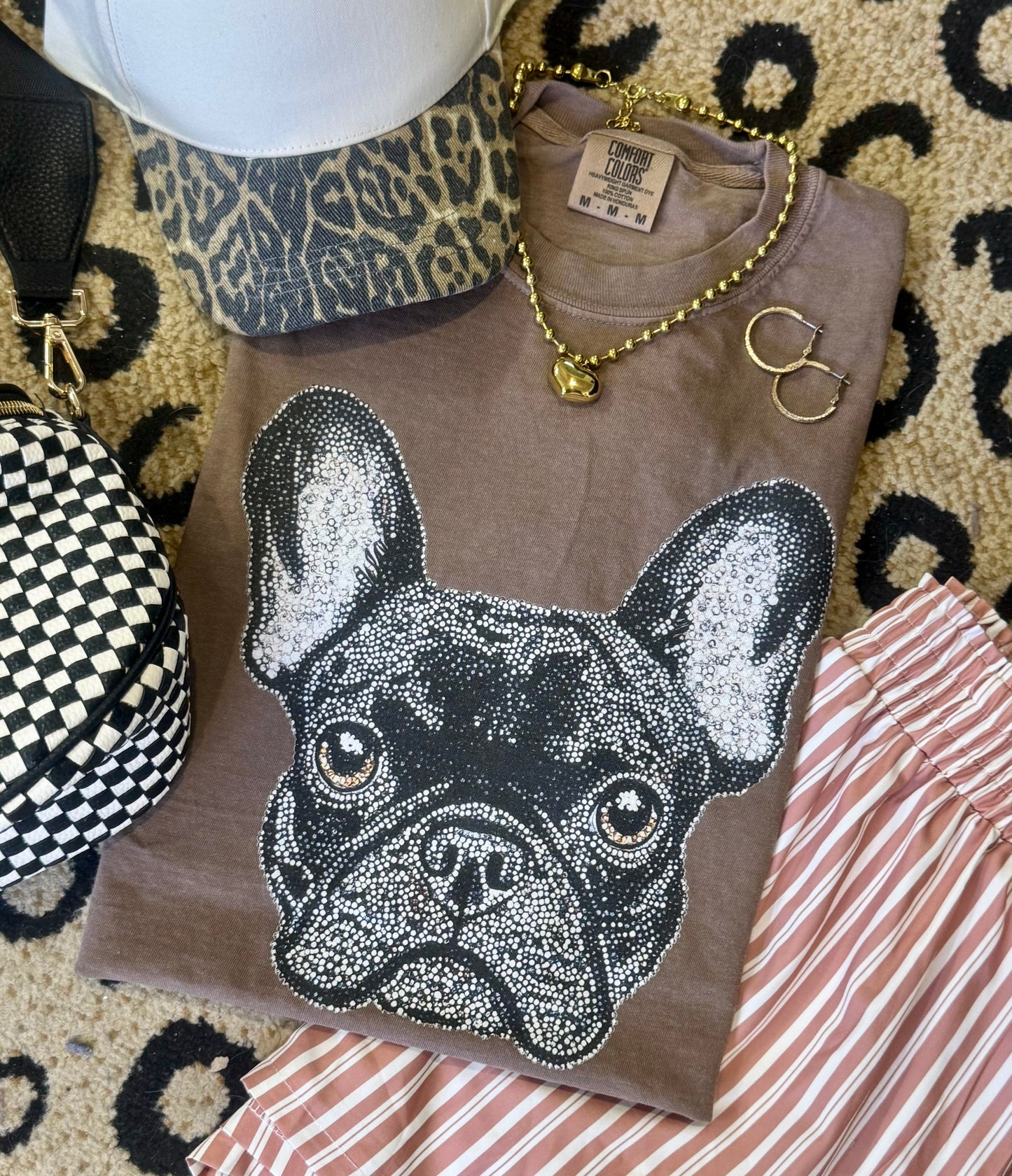 Frenchie Faux Rhinestone Dog Tee