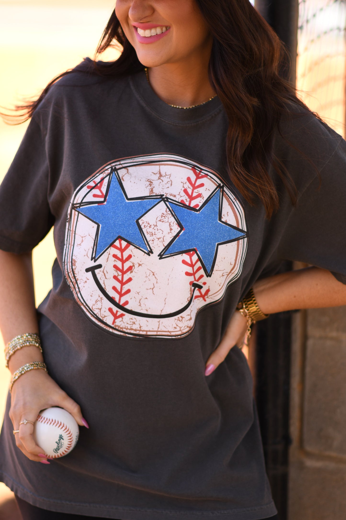 Baseball Star Smiley Tee