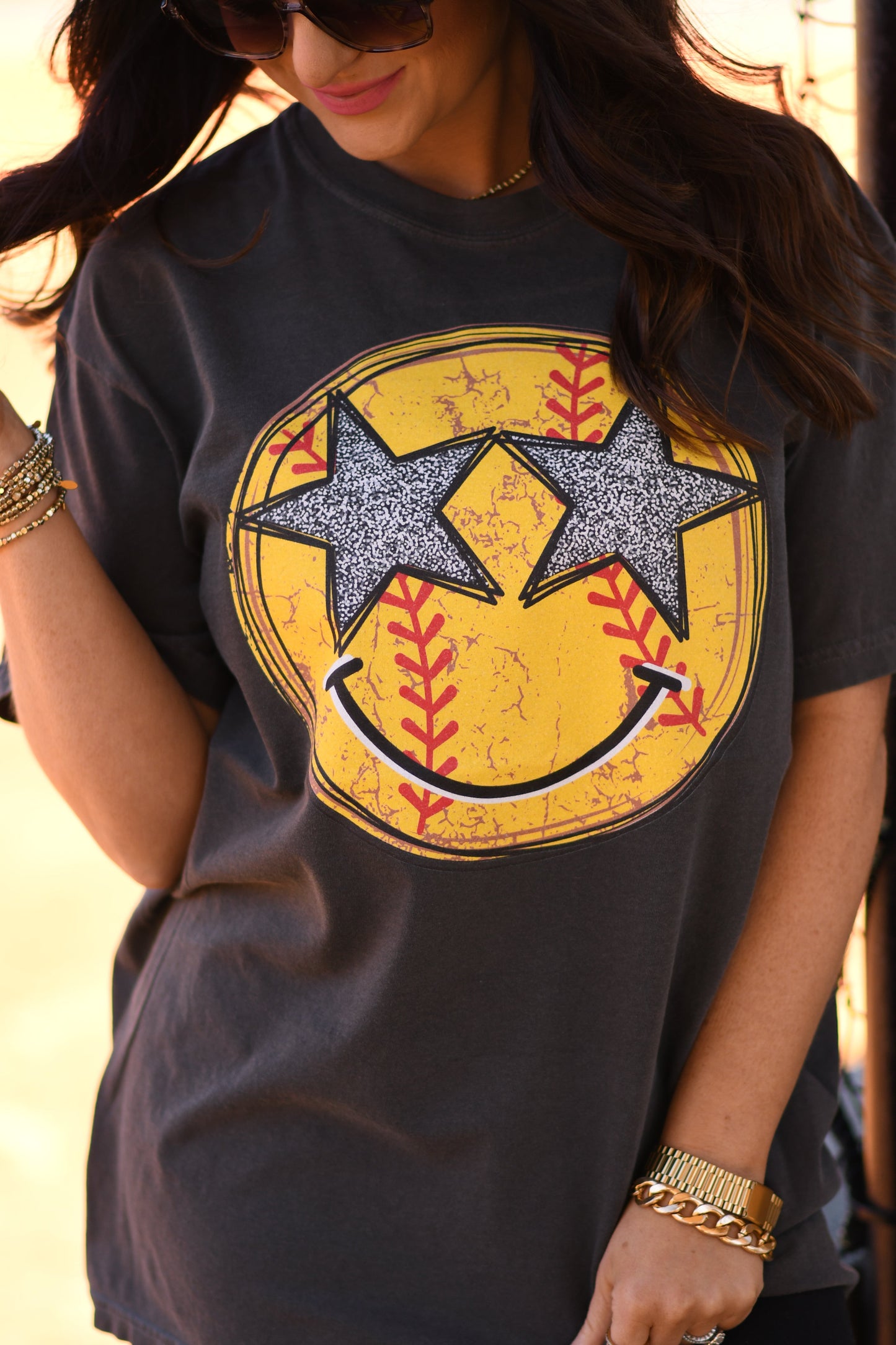 Softball Star Smiley Tee