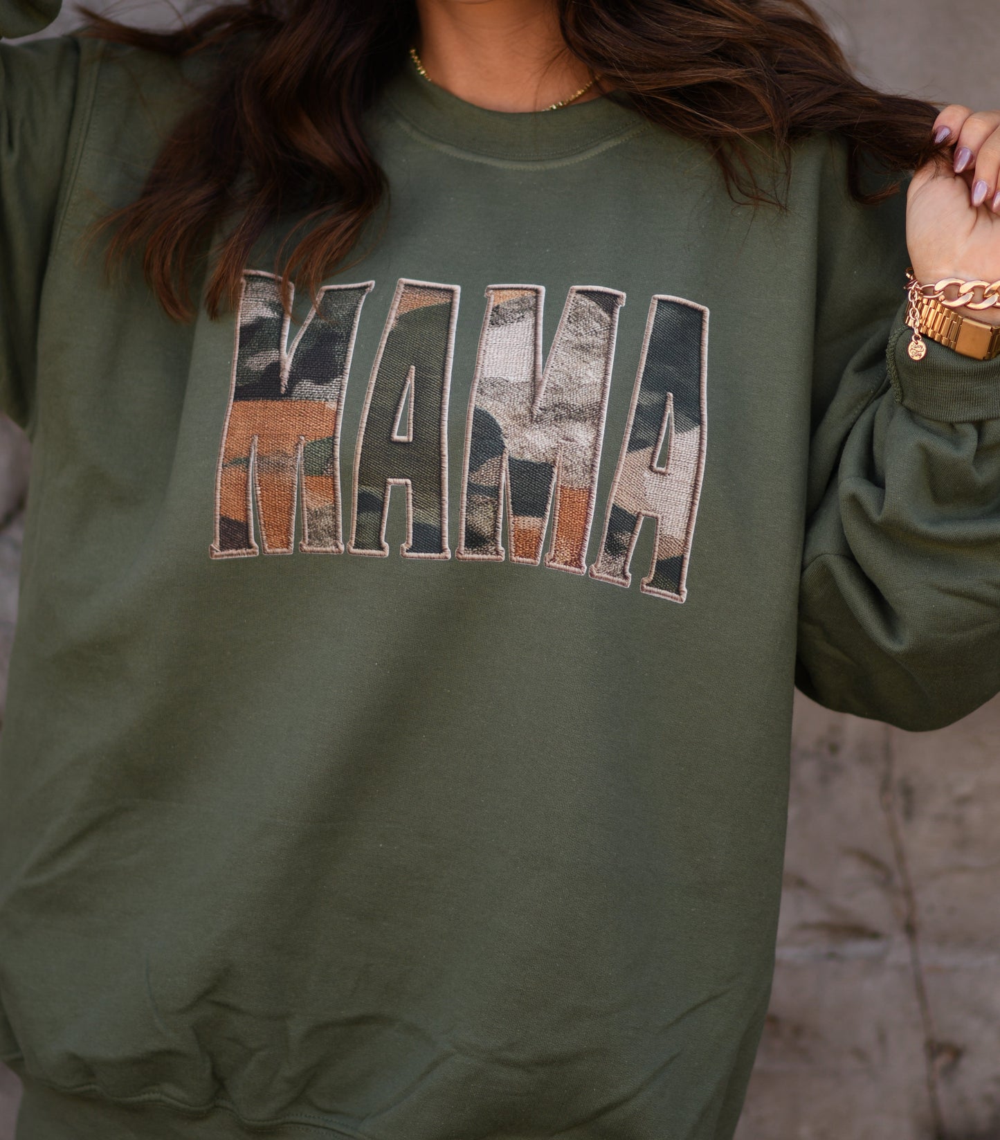 Mama Camo Faux Patch Sweatshirt