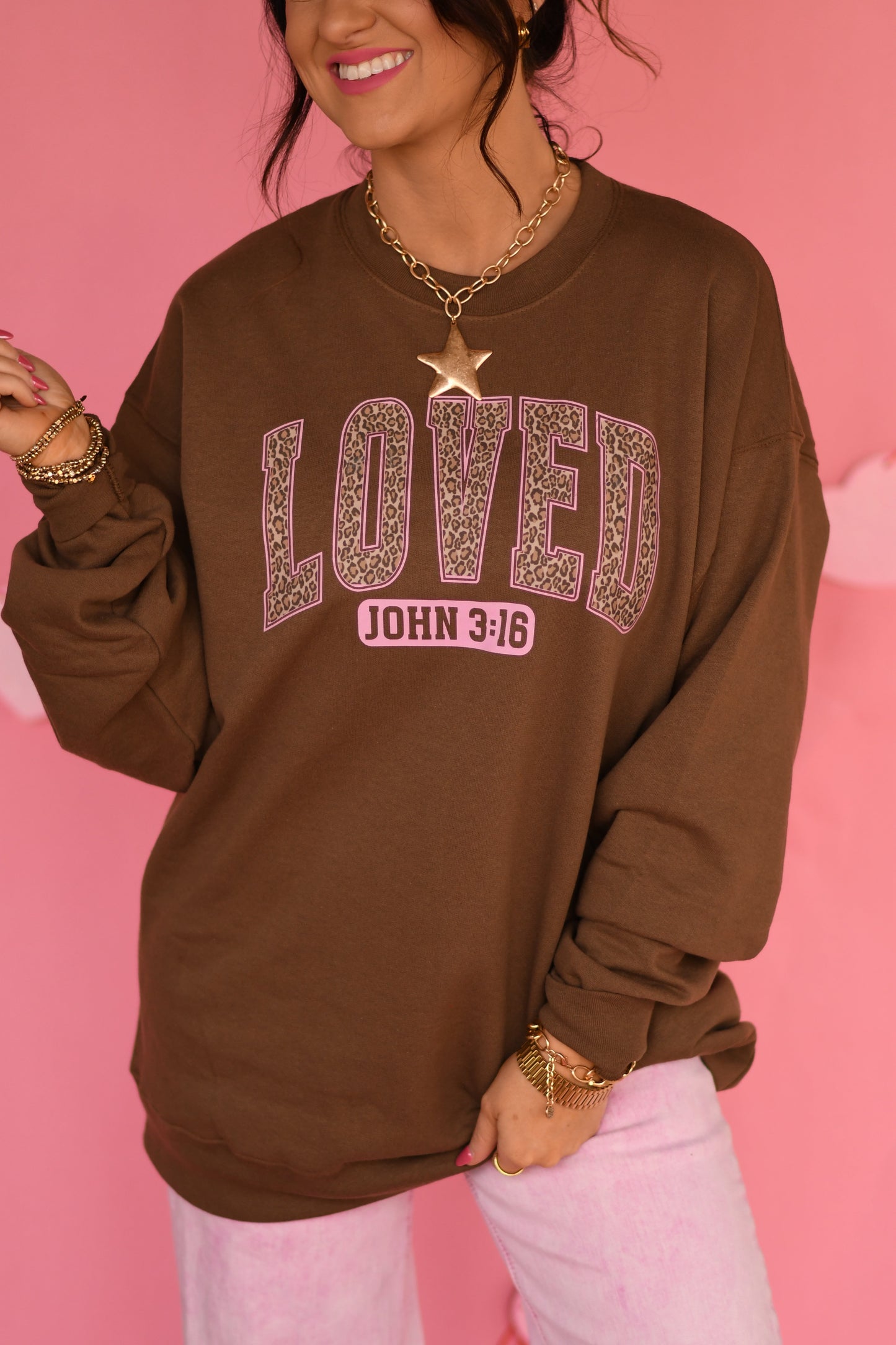Loved John 3:16 Leopard Sweatshirt
