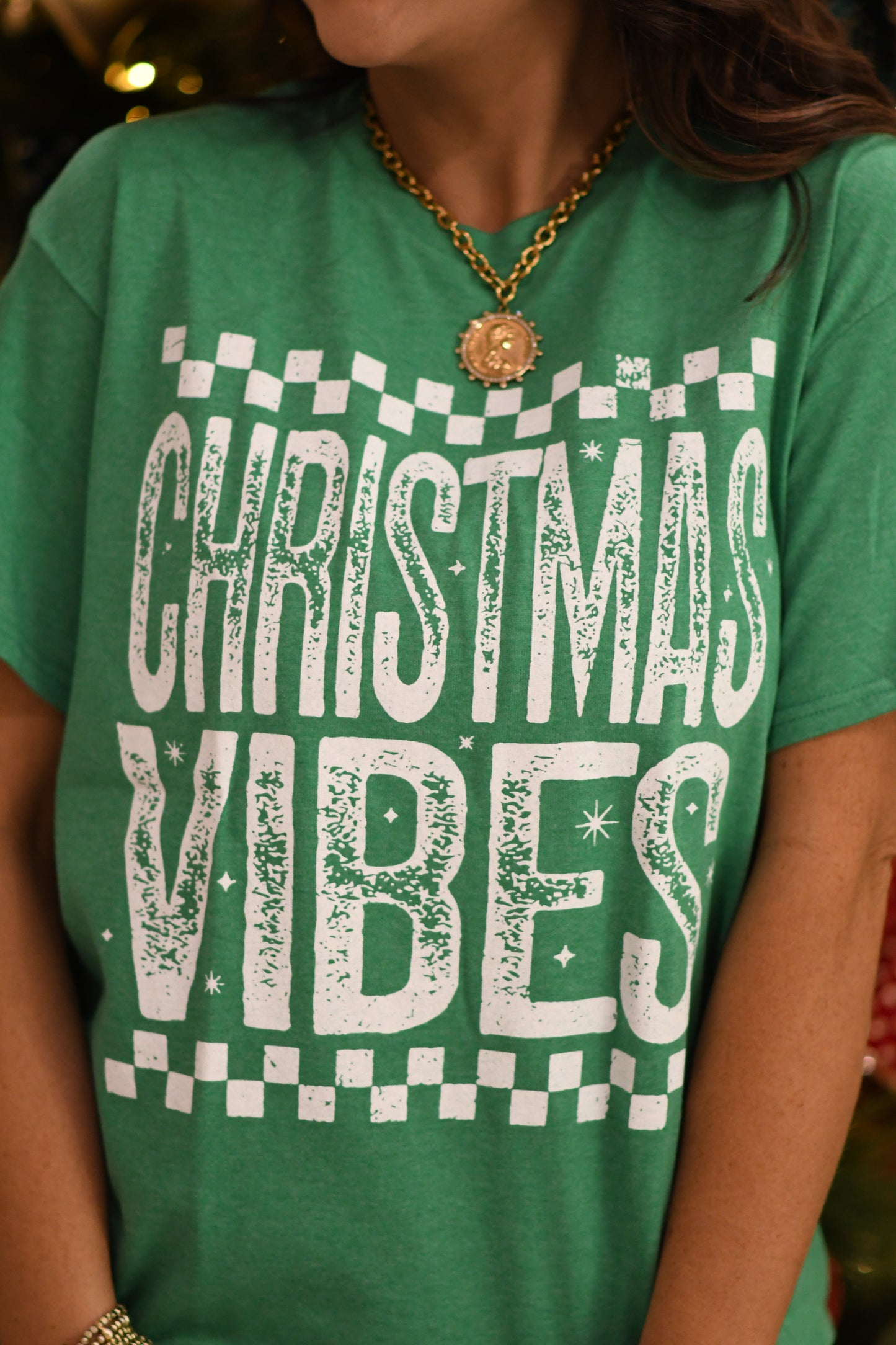 Checkered Christmas Vibes Tee