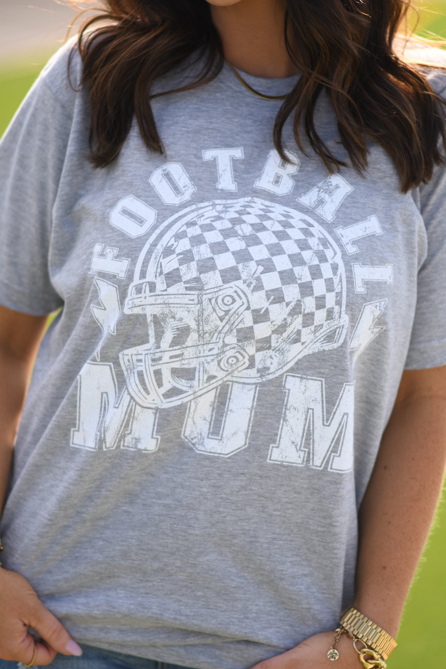 *SALE* RTS Football Mom Checkered Helmet Tee
