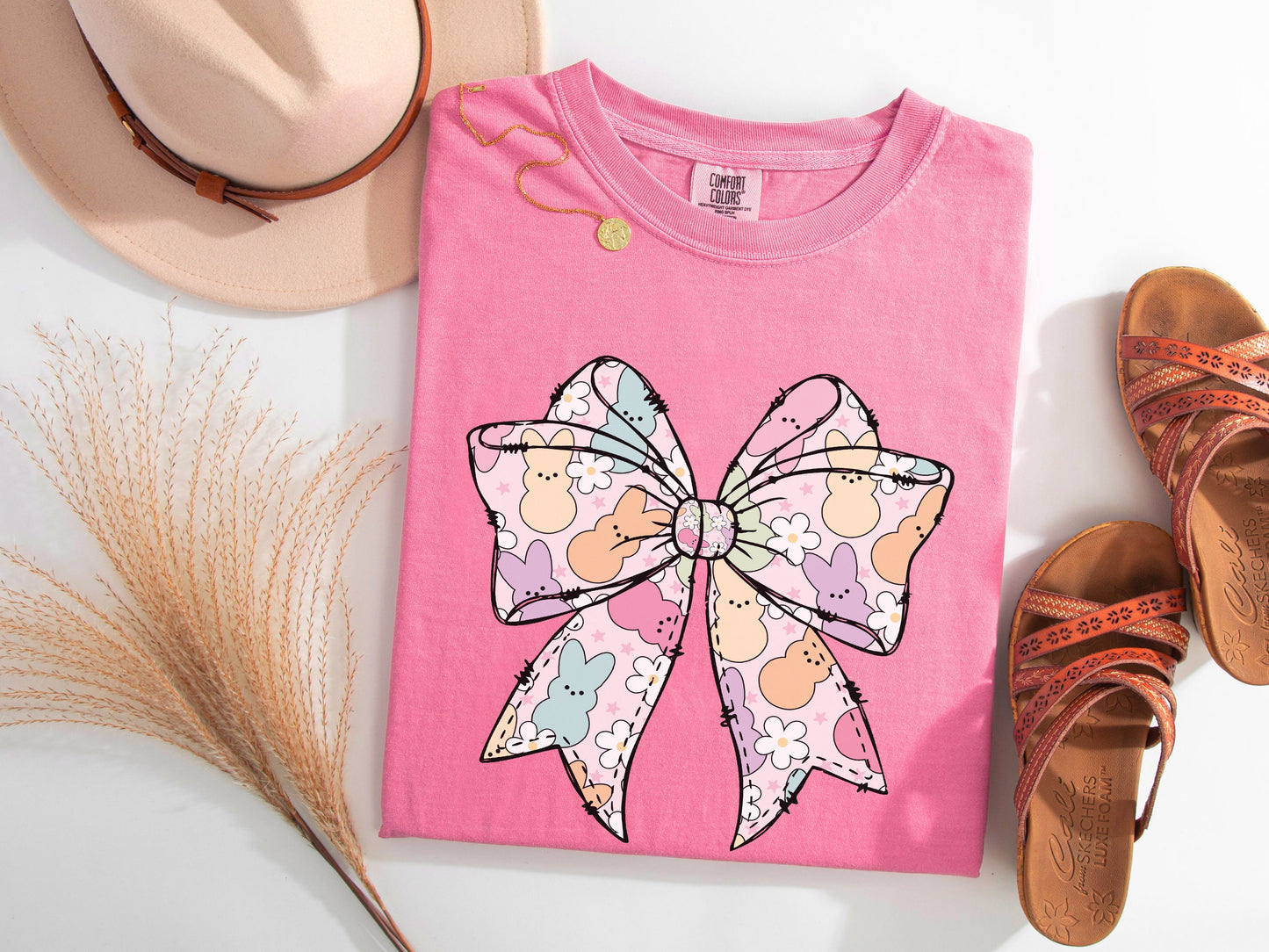 Easter Peeps Coquette Bow Graphic Tee