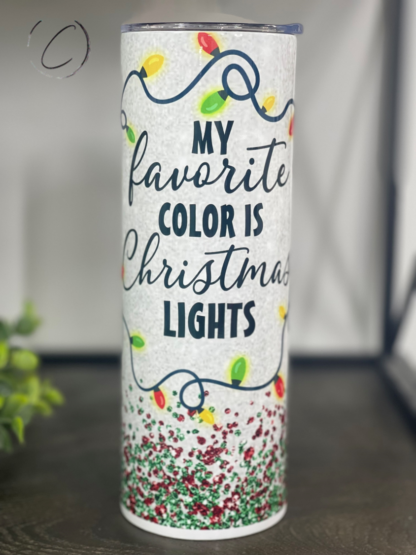 Favorite Color Is Christmas Lights 20oz Skinny Tumbler