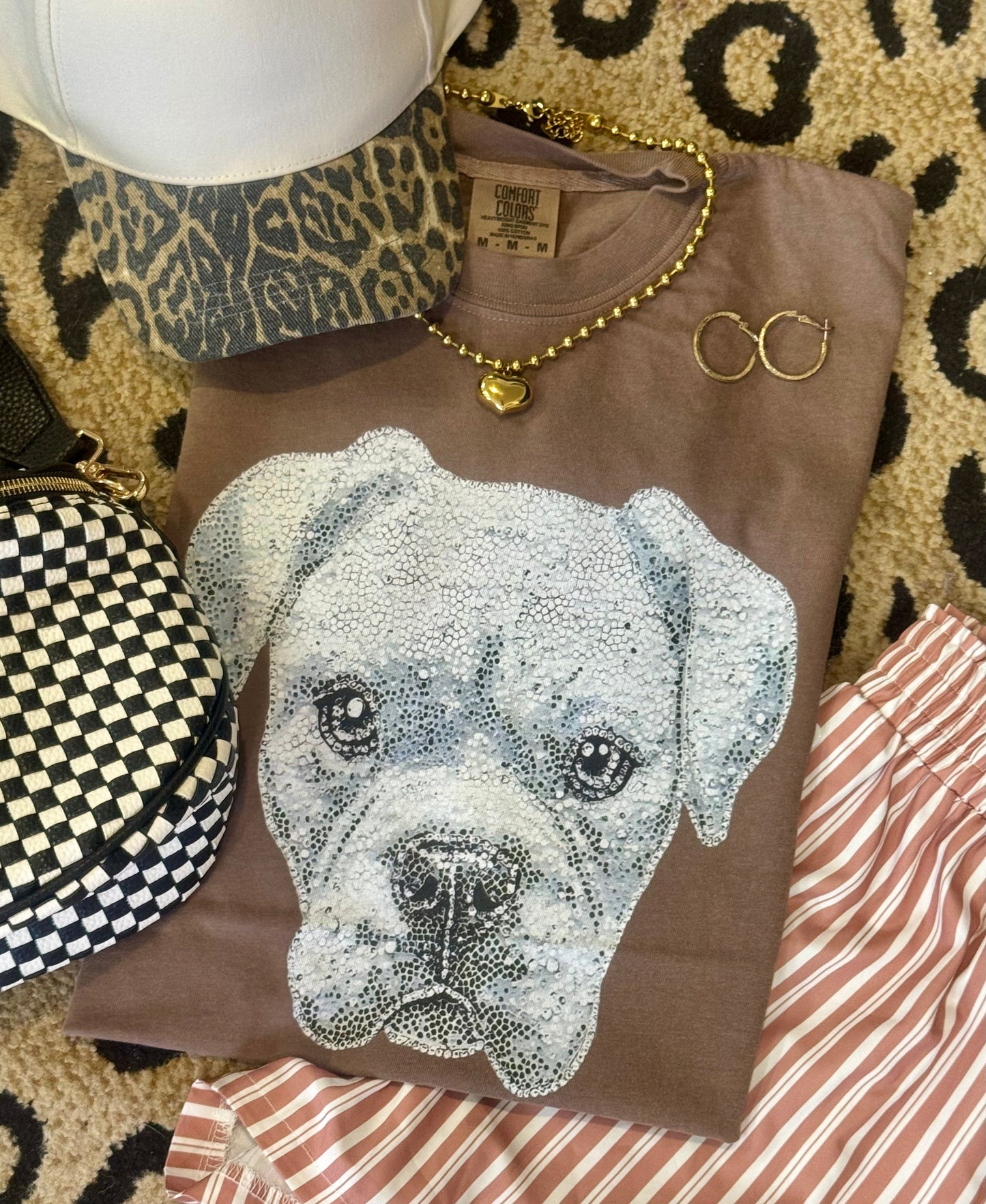 Boxer Faux Rhinestone Dog Tee
