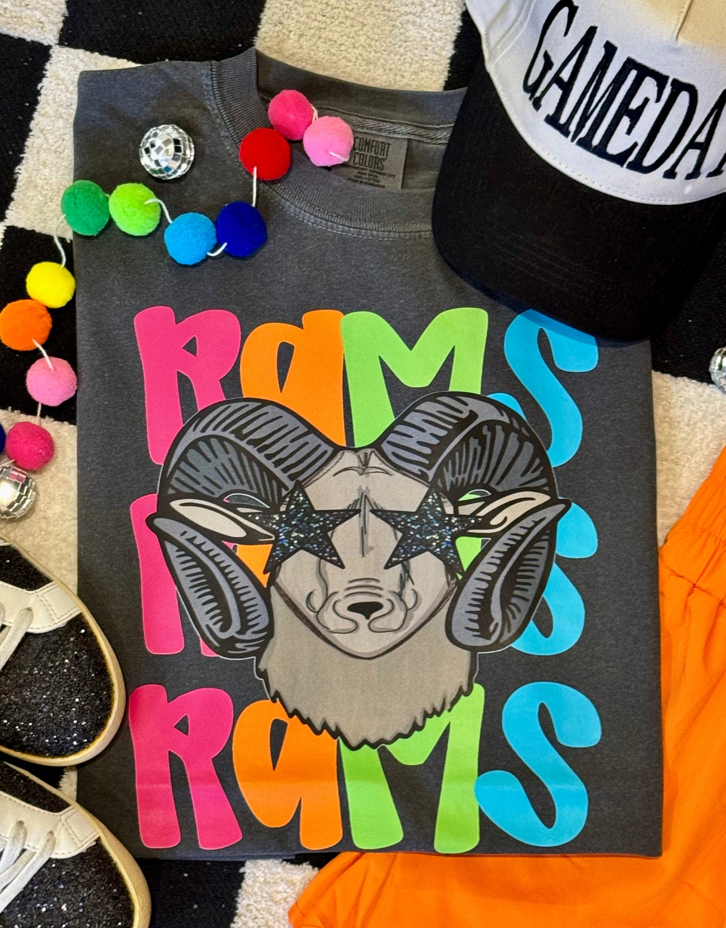 Rams Neon Mascot Tee