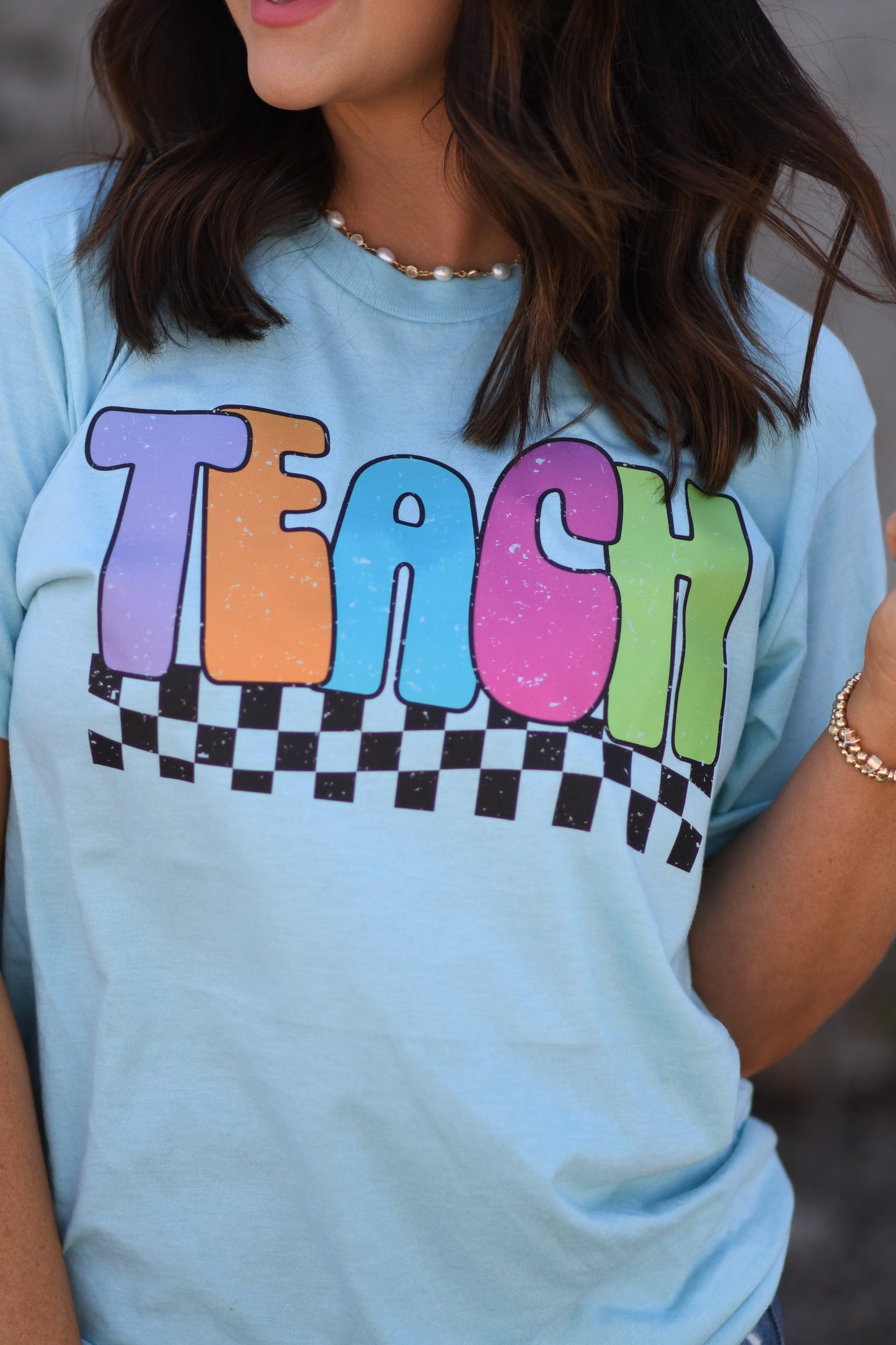 Teach Checkered Tee