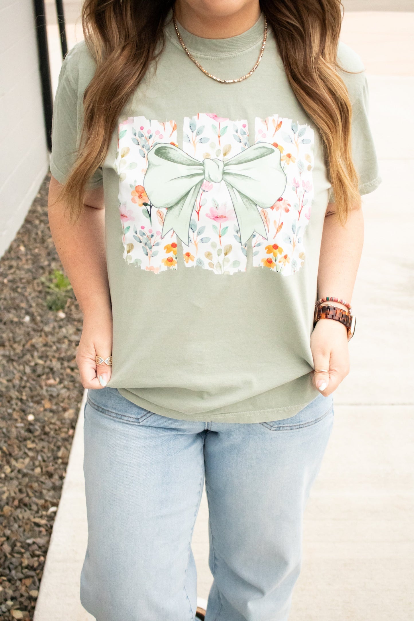 Floral Coquette Bow Graphic Tee