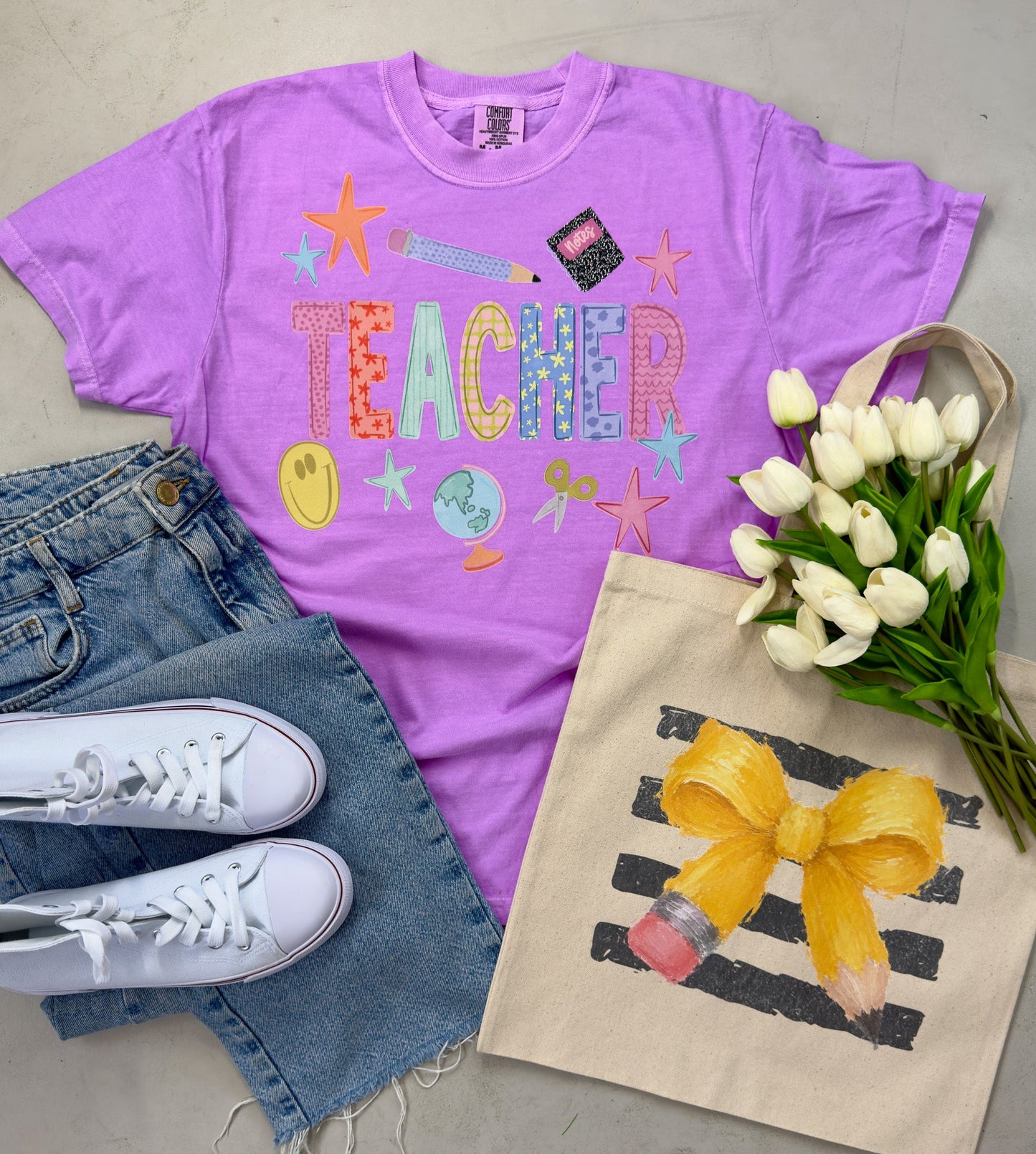 Teacher Bow Pencil Tote