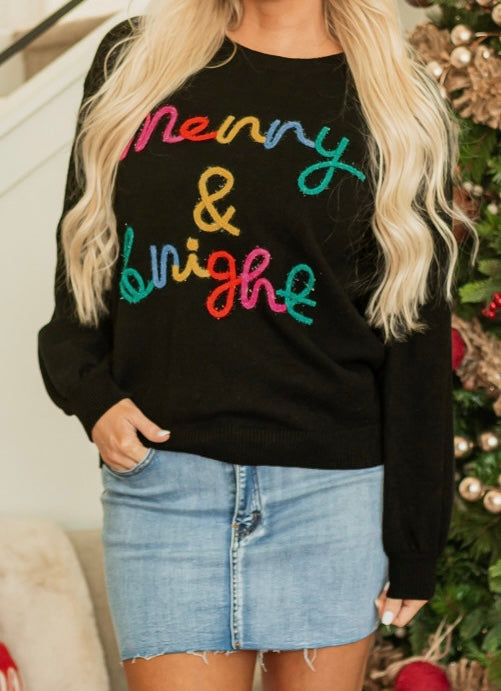 Merry & Bright Tinsel Graphic Sweater