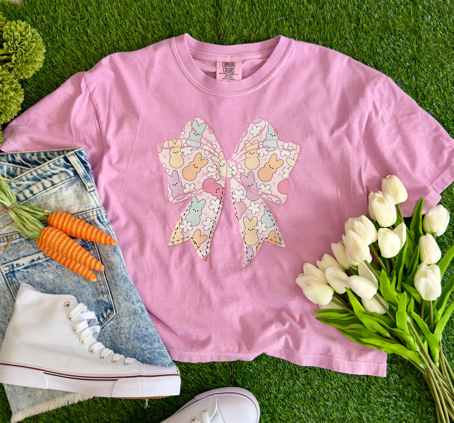 Peeps Bow Easter Crop Top