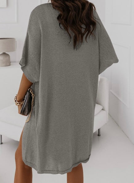 Dolman Half Sleeve Pocketed Long Cardigan