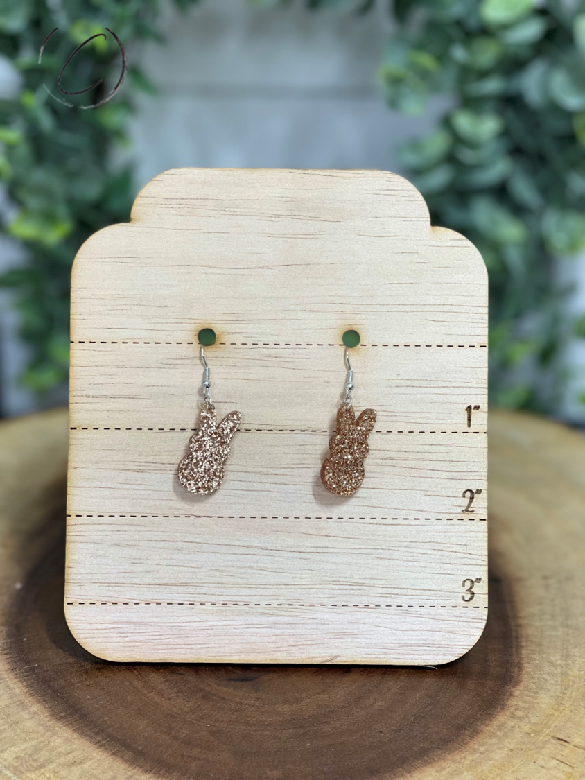 Peeps Gold Glitter Dangle Earrings