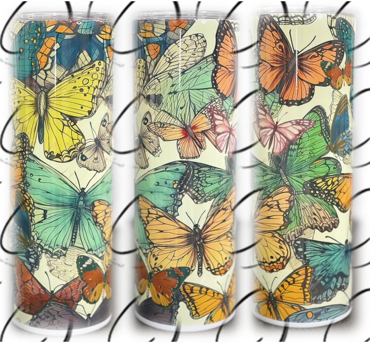 Retro Butterflies 20oz Skinny Tumbler