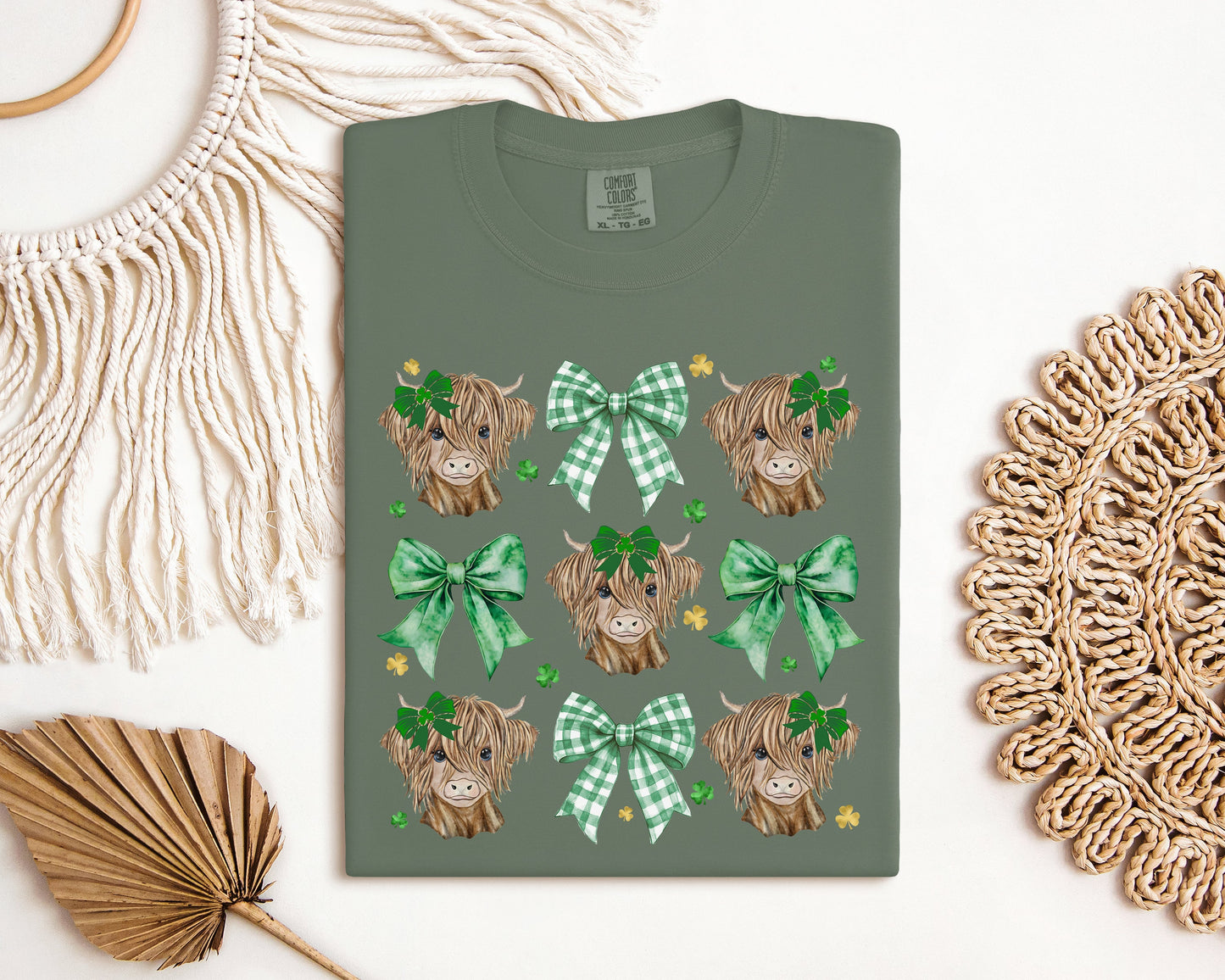 St. Patrick's Coquette Highland Cow Graphic Tee