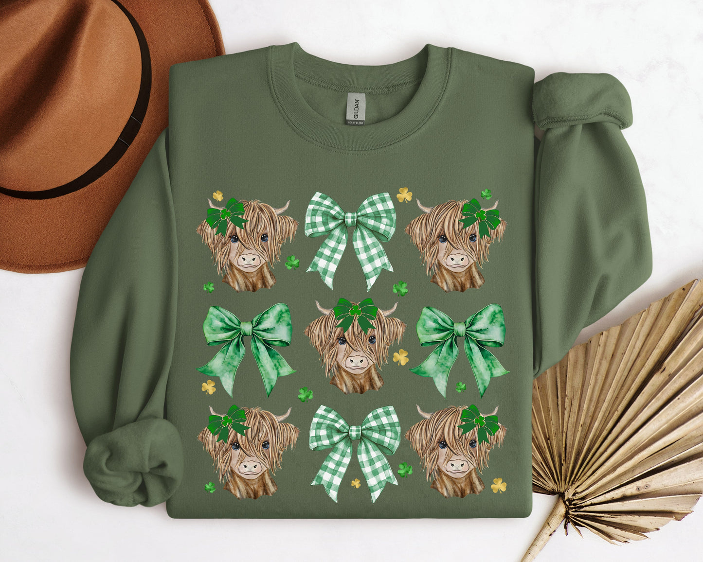 St. Patrick's Coquette Highland Cow Sweatshirt