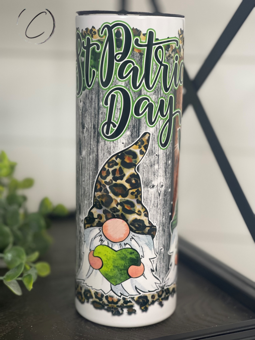 St. Patrick's Day Gnomes 20oz Skinny Tumbler