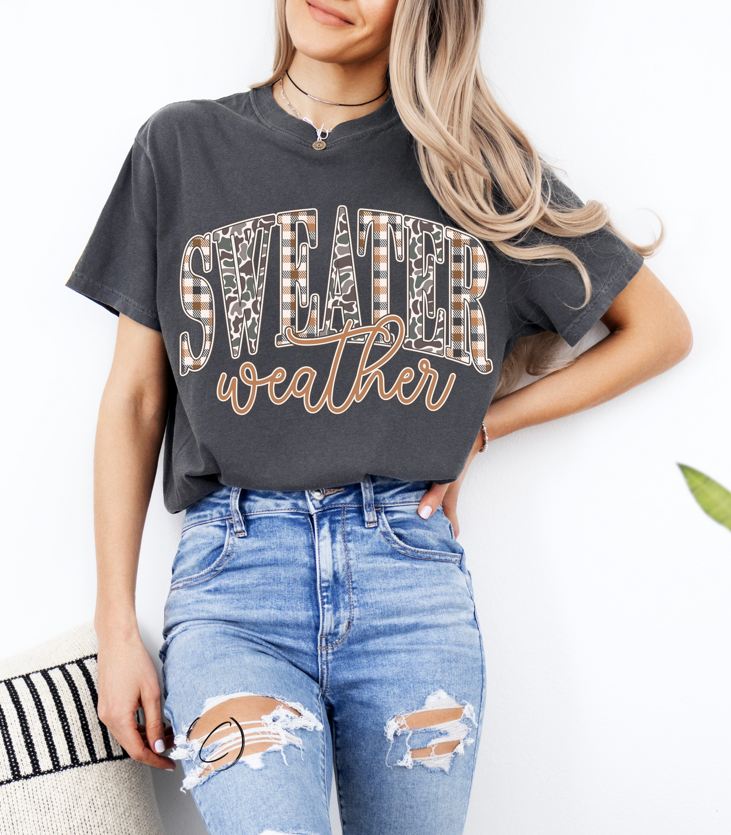 Camo Check Sweater Weather Graphic Tee