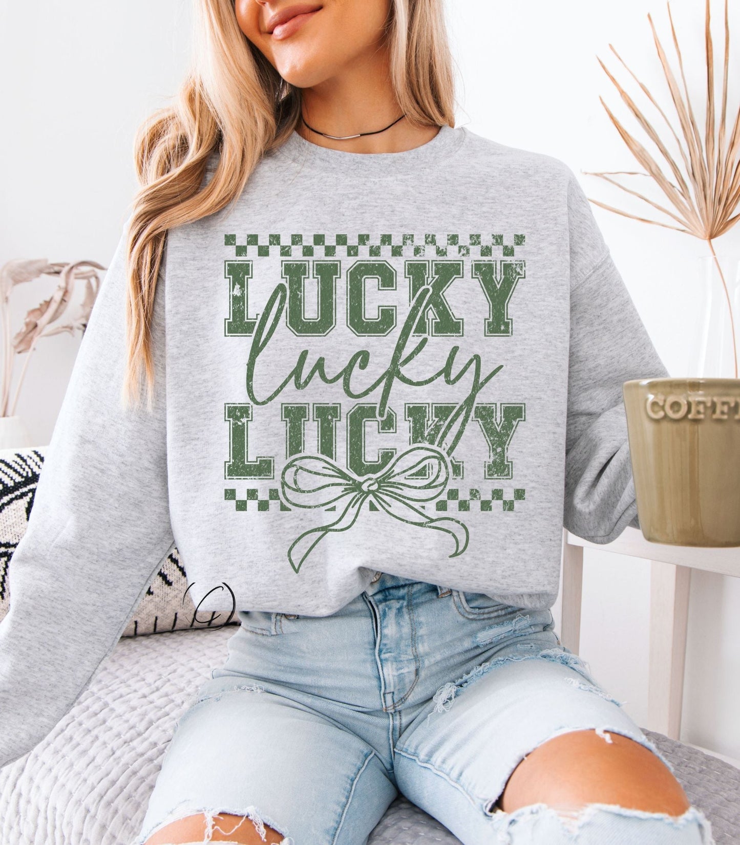 Lucky Lucky Checkered Sweatshirt